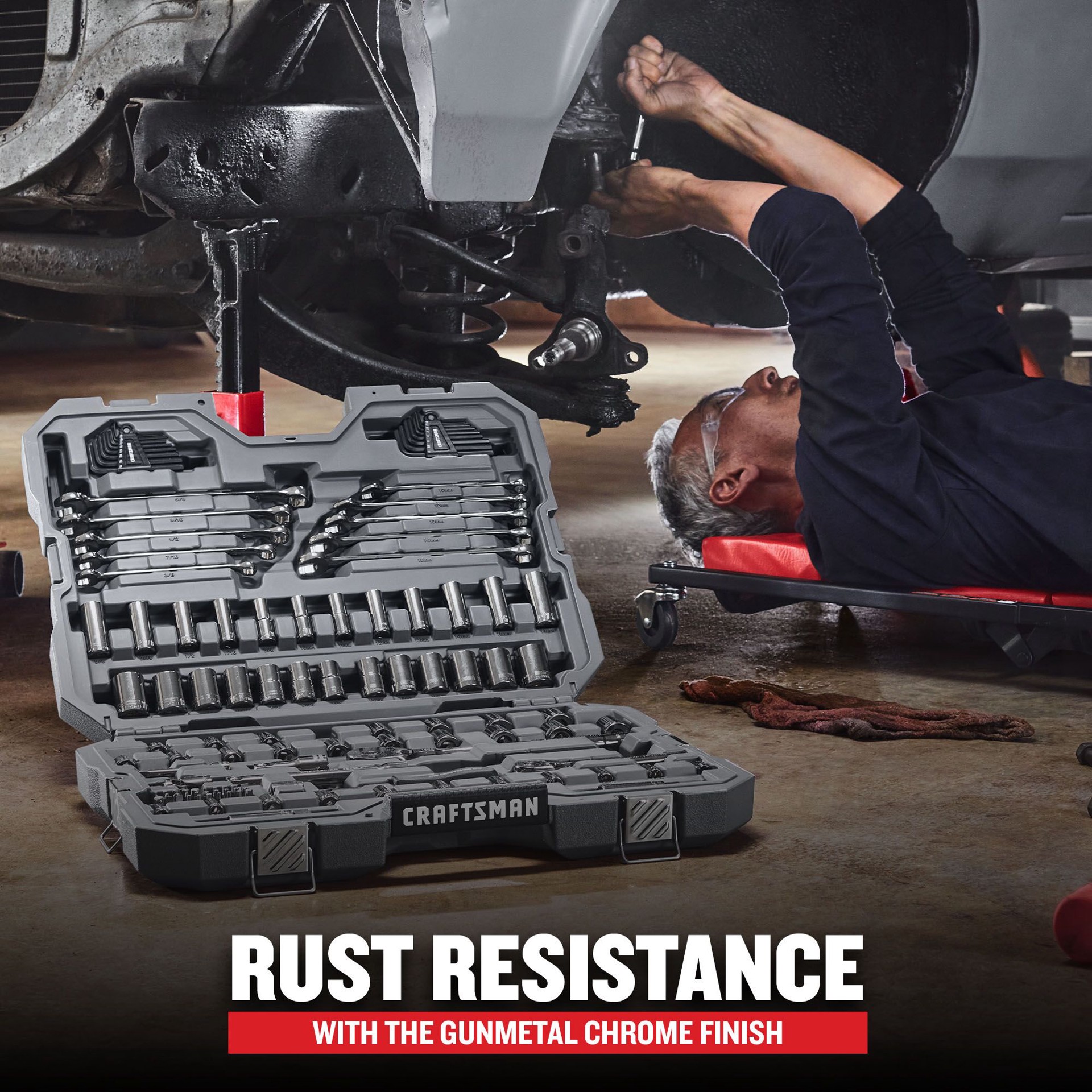 slide 5 of 6, CRAFTSMAN OVERDRIVE 180 -Tooth 1/2-in Drive Gunmetal Handle Ratchet, 1 ct