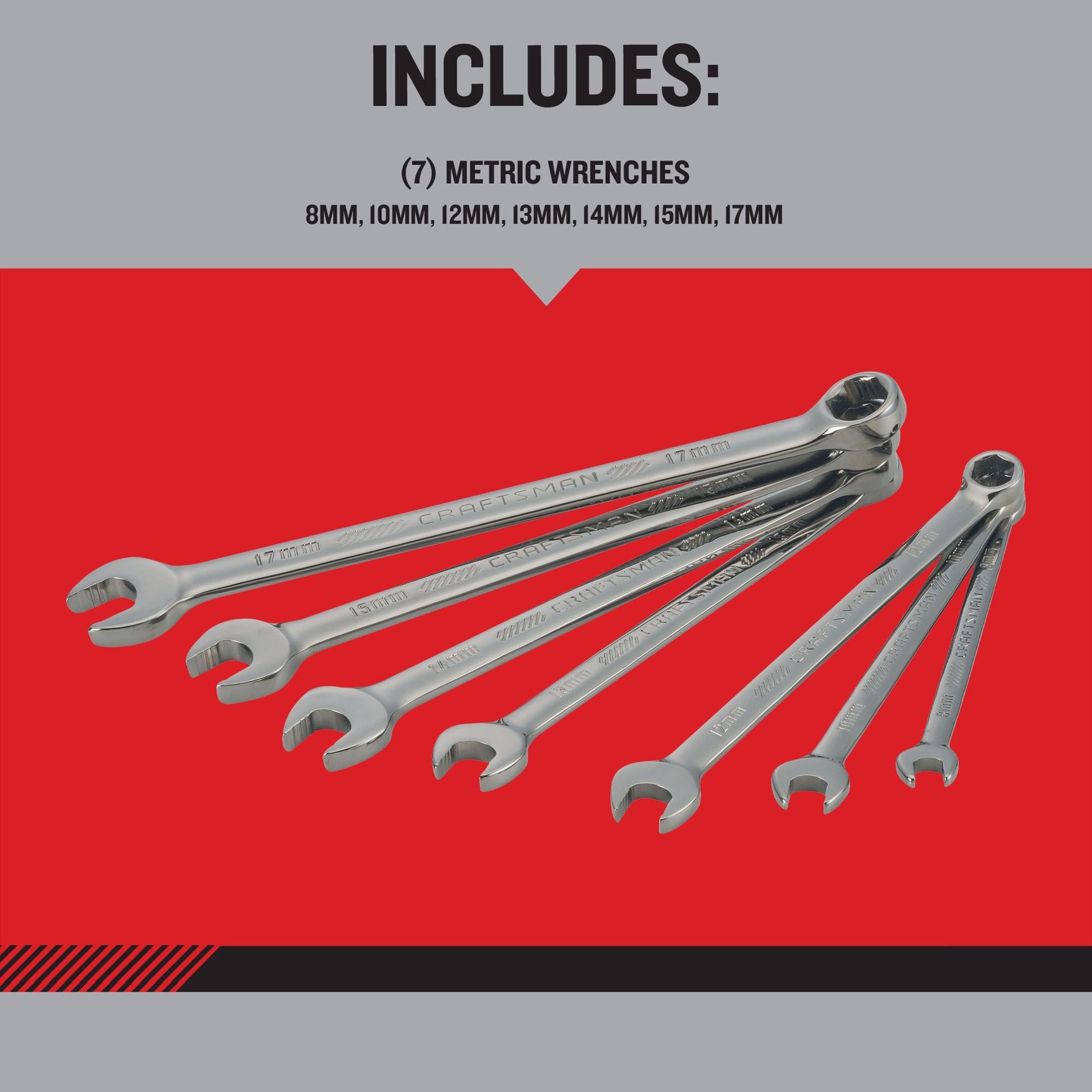 slide 2 of 6, CRAFTSMAN OVERDRIVE 7 -Piece Set 6-point Metric Standard Combination Wrench Includes Hard Case, 1 ct