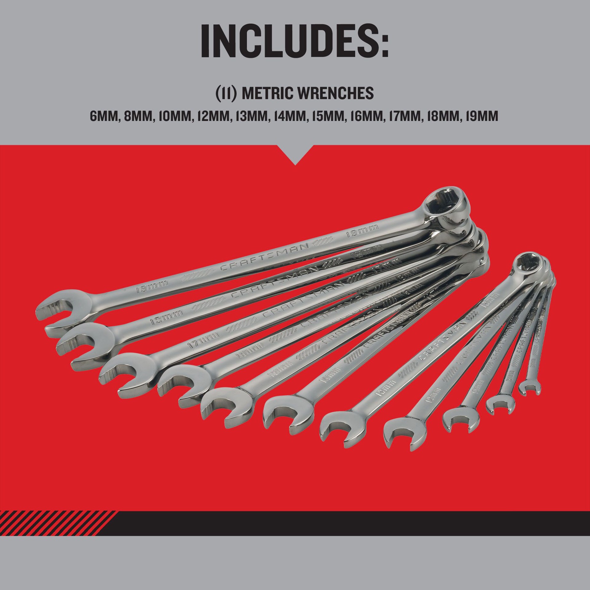 slide 2 of 6, CRAFTSMAN OVERDRIVE 11 -Piece Set 6-point Metric Standard Combination Wrench Includes Hard Case, 1 ct