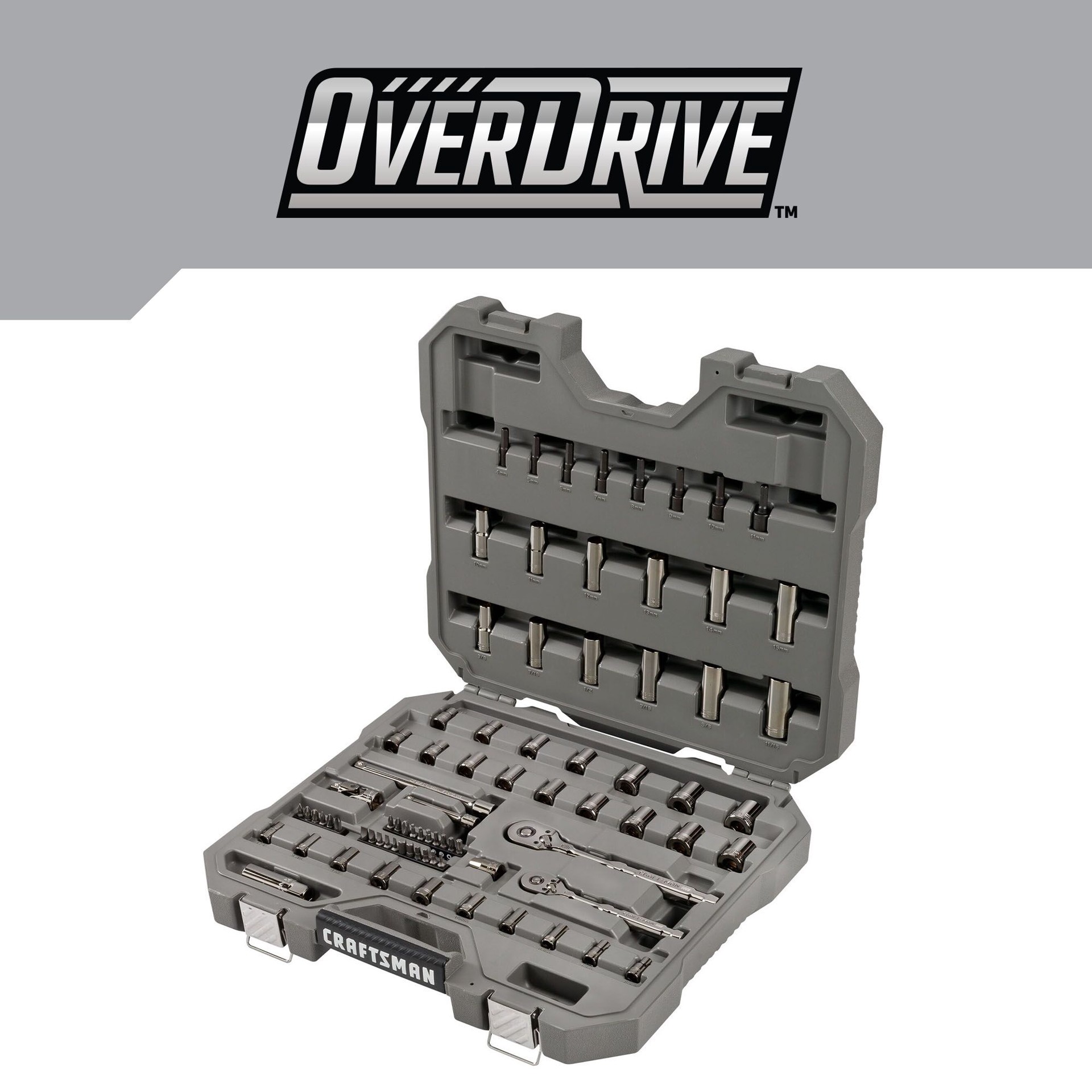 slide 3 of 6, CRAFTSMAN OVERDRIVE 80 -Piece Metric and standard (SAE) Mechanics Tool Set with Hard Case, 1 ct