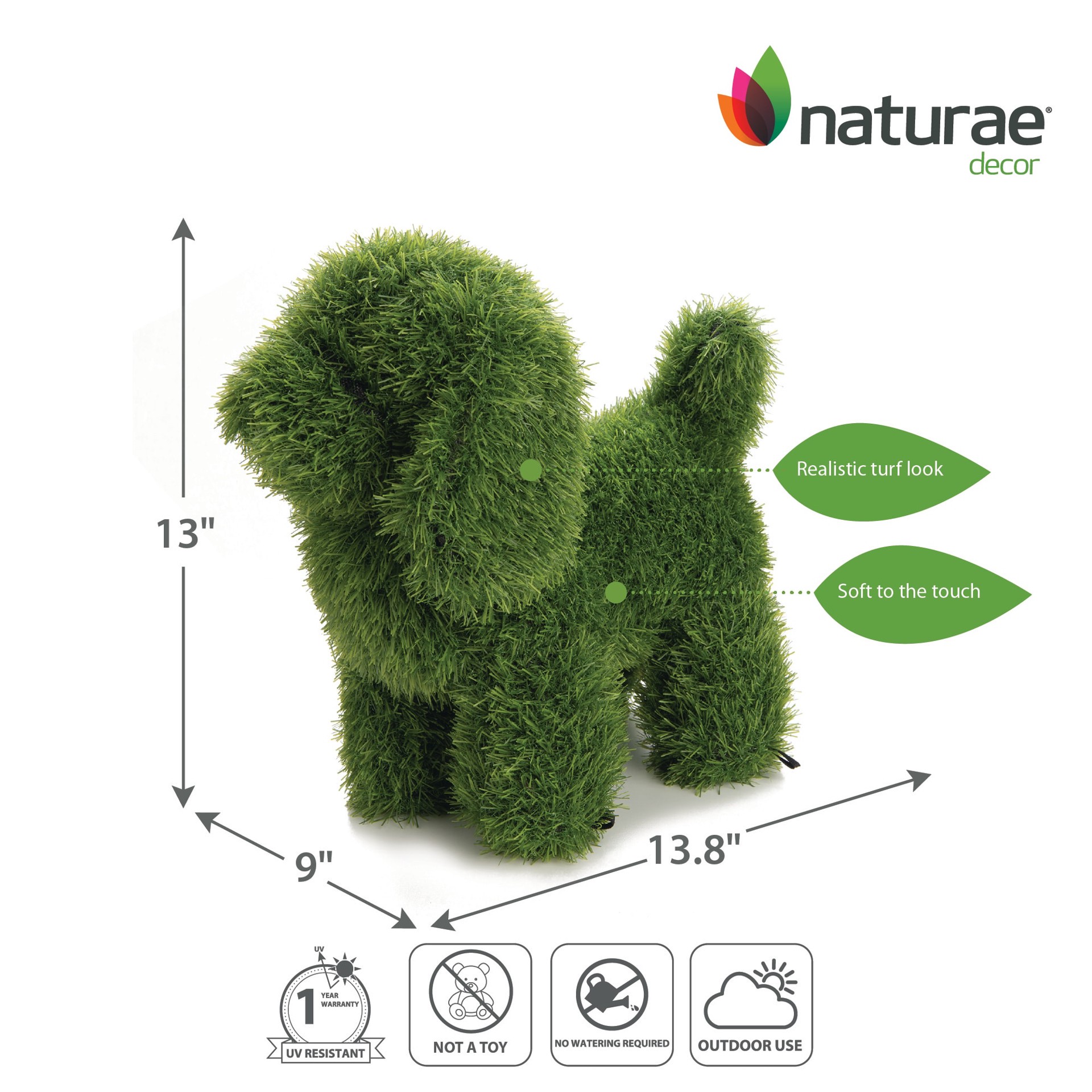 slide 2 of 5, naturae decor 13-in H x 9.1-in W Green Dog Topiary Garden Statue, 1 ct
