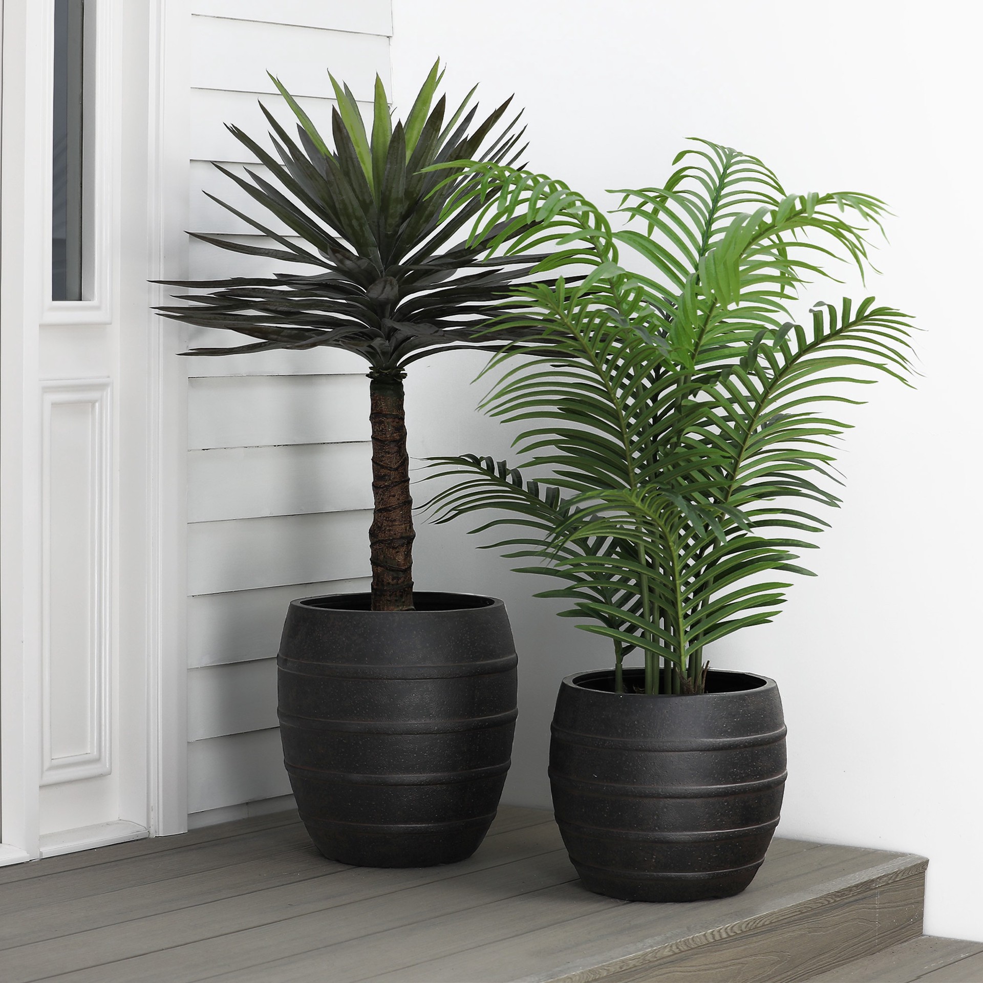 slide 6 of 6, allen + roth Round 10.51-in W x 10.51-in L Bronze Resin Indoor/Outdoor Planter, 1 ct
