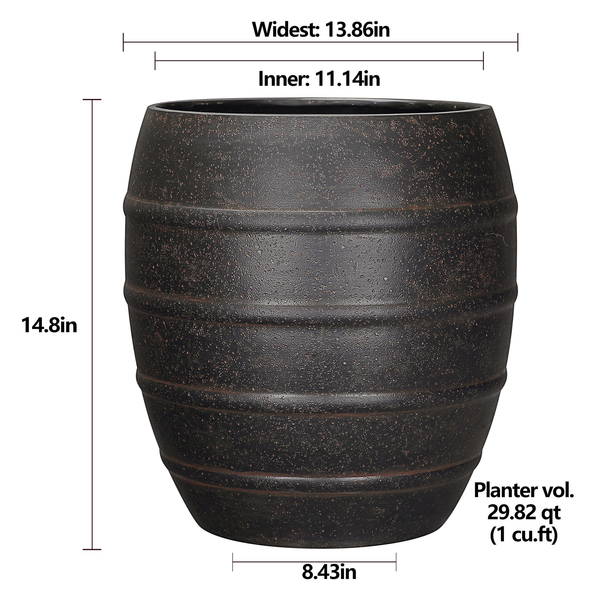 slide 4 of 6, allen + roth Round 11.14-in W x 11.14-in L Bronze Resin Indoor/Outdoor Planter, 1 ct