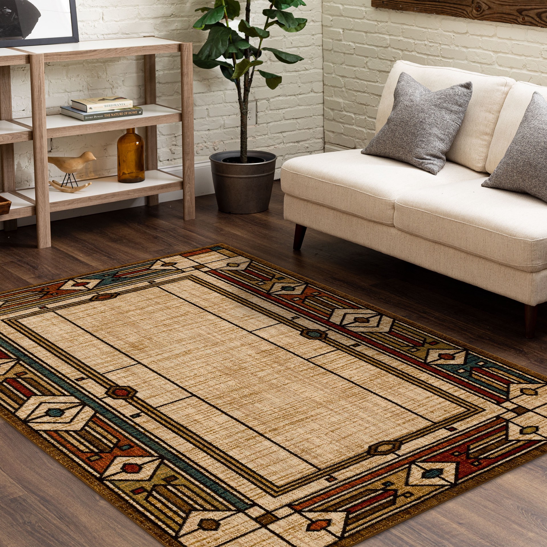 slide 1 of 6, allen + roth Looking Glass 5 x 8 (ft) Loomed Brown Rectangular Indoor Pet Friendly Area rug, 1 ct