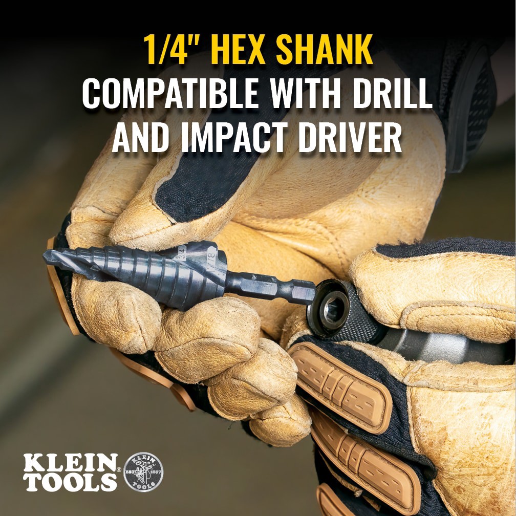slide 4 of 6, Klein Tools Premium All Purpose Quick Release Step Bit Kit, 3 Piece, 1 ct