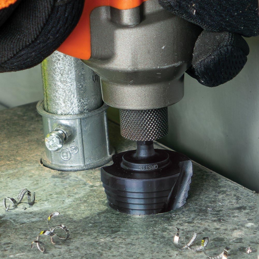 slide 6 of 6, Klein Tools Step Drill Bit, Quick Release, Double Spiral Flute, 7/8 to 1-3/8-Inch, 1 ct