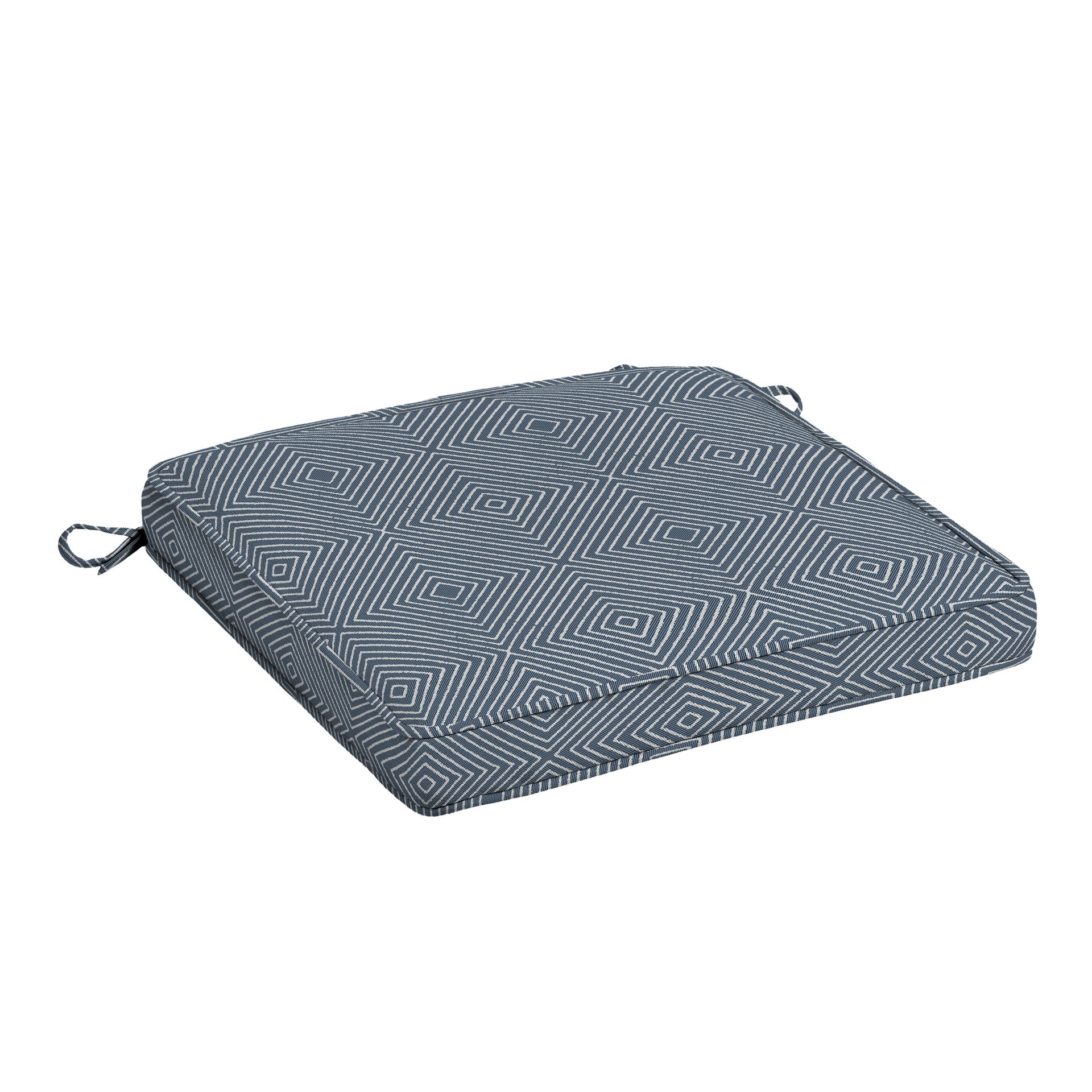 slide 1 of 6, allen + roth with STAINMASTER 20-in x 20-in Navy Diamond Texture Patio chair cushion, 1 ct