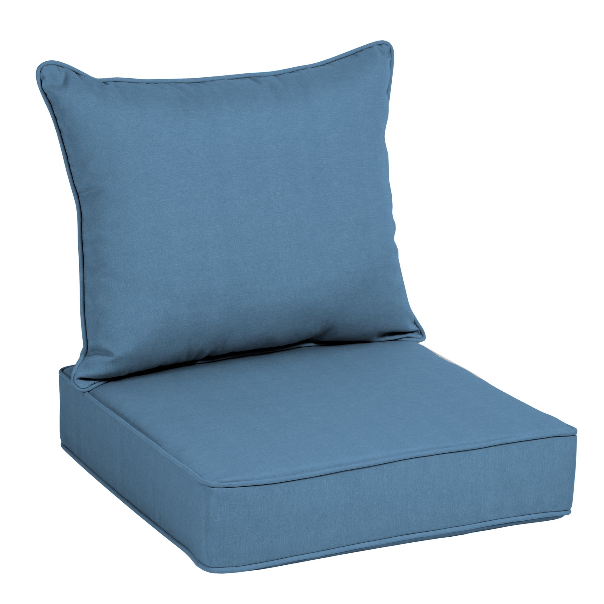 slide 1 of 6, allen + roth 25-in x 25-in 2 -Piece Cornflower Canvas Deep seat patio chair cushion, 1 ct