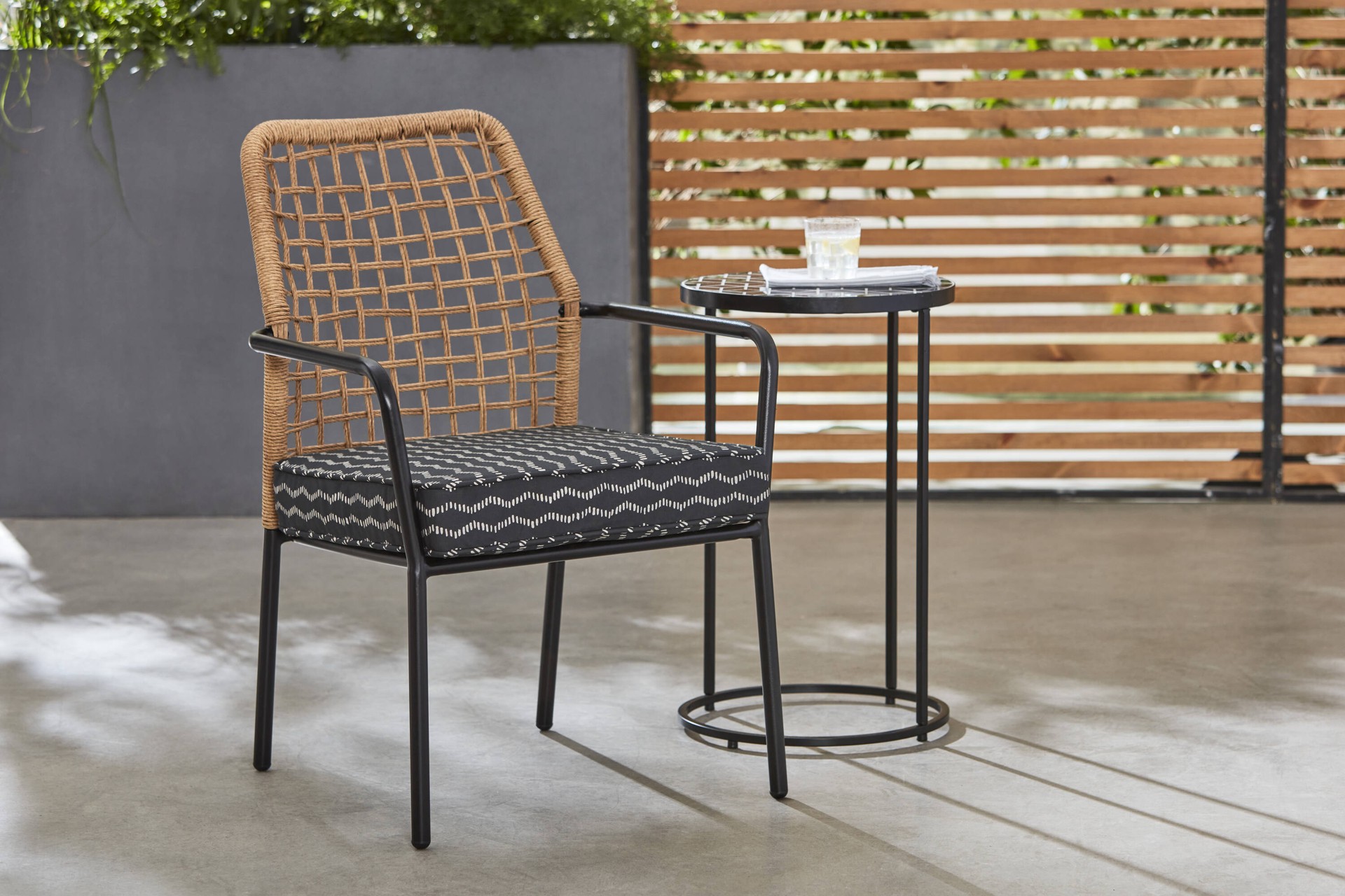 slide 2 of 6, Origin 21 20-in x 20-in Black Helix Jacquard Patio chair cushion, 1 ct