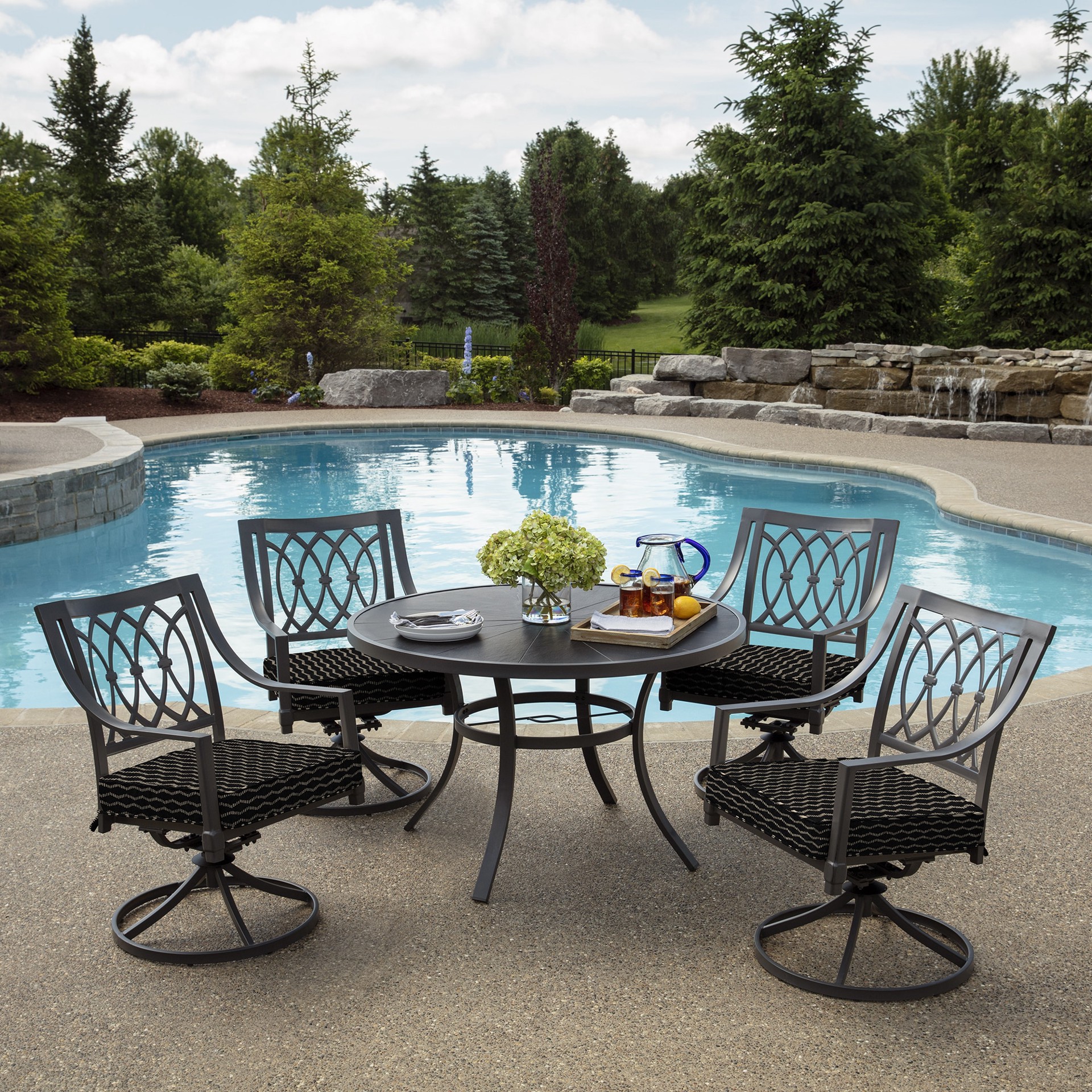 slide 6 of 6, Origin 21 20-in x 20-in Black Helix Jacquard Patio chair cushion, 1 ct