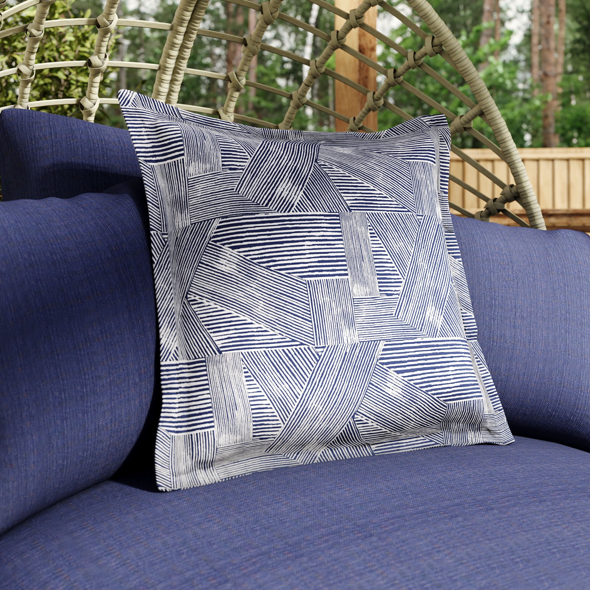 slide 3 of 6, allen + roth Geometric Oversized Blue Linear Square (no theme) Throw pillow, 1 ct