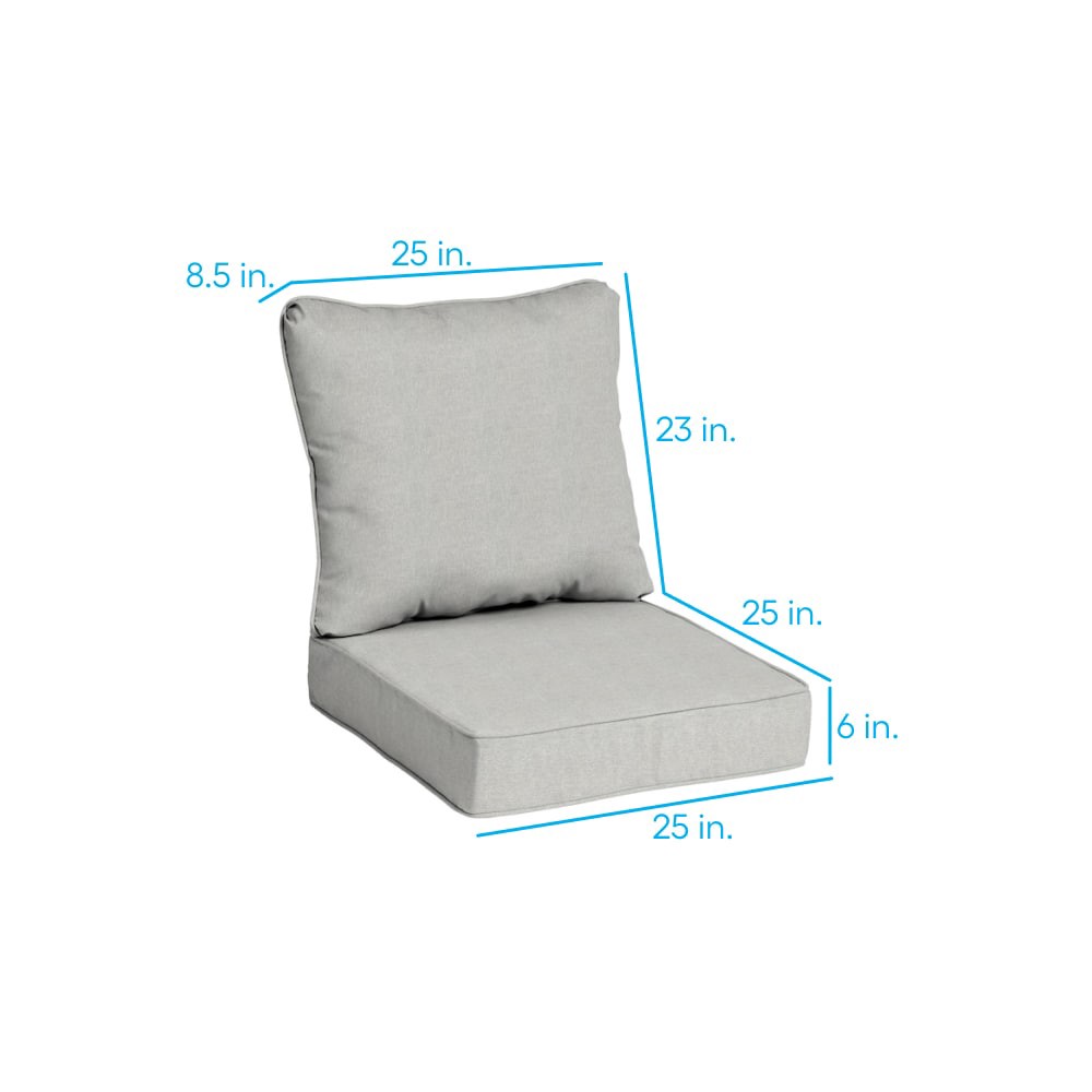 slide 4 of 6, allen + roth with STAINMASTER 25-in x 25-in 2 -Piece Grey Madera Linen Deep seat patio chair cushion, 1 ct