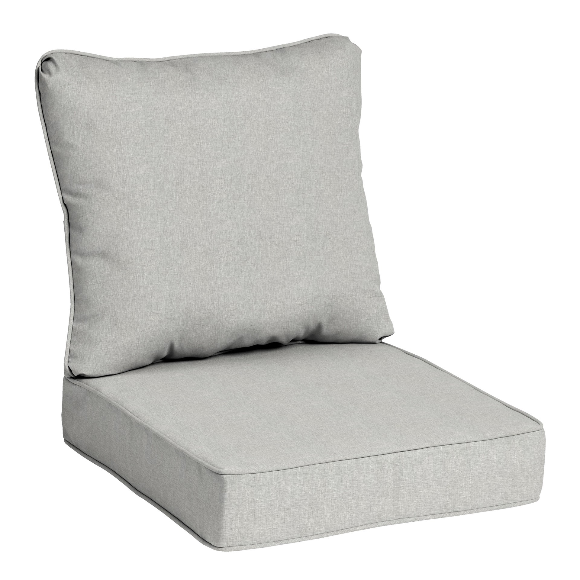 slide 1 of 6, allen + roth with STAINMASTER 25-in x 25-in 2 -Piece Grey Madera Linen Deep seat patio chair cushion, 1 ct