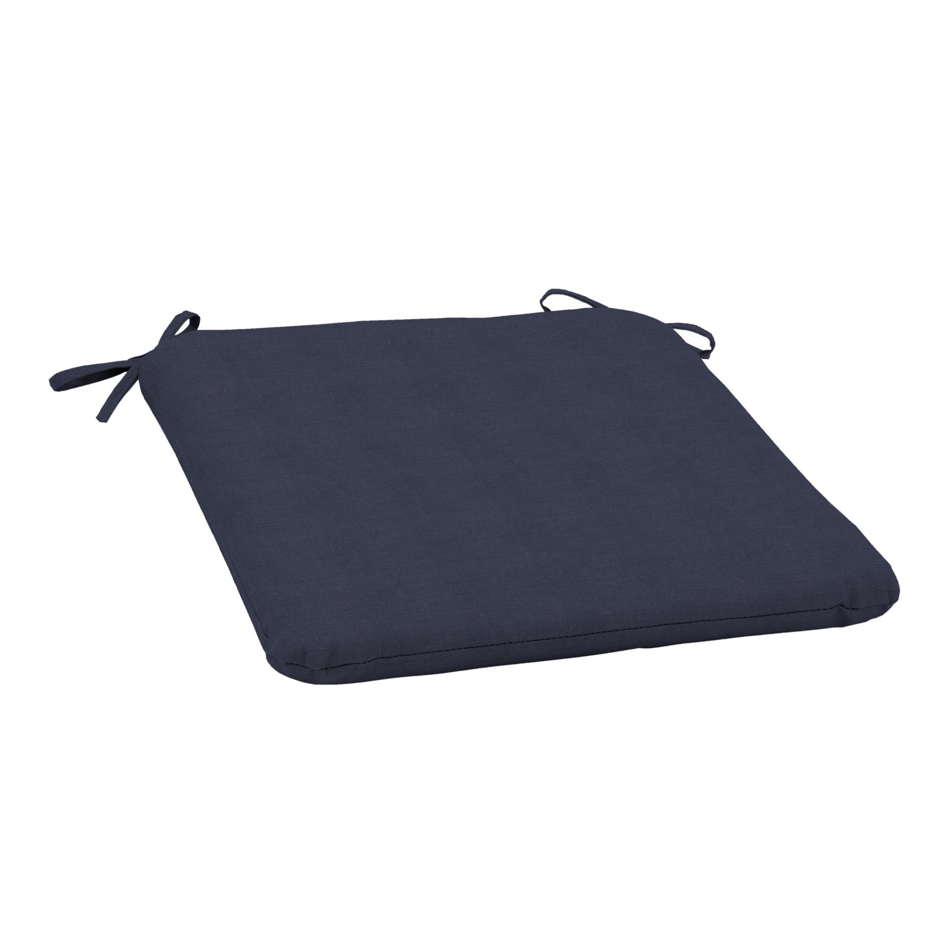 slide 1 of 6, allen + roth with STAINMASTER 18-in x 19-in Navy Madera Linen Patio chair cushion, 1 ct