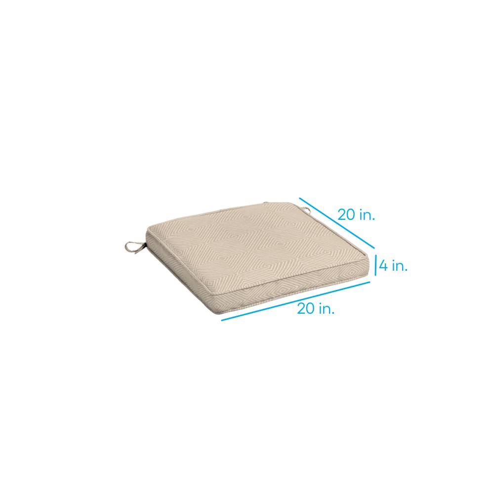 slide 4 of 6, allen + roth with STAINMASTER 20-in x 20-in Wheat Diamond Texture Patio chair cushion, 1 ct