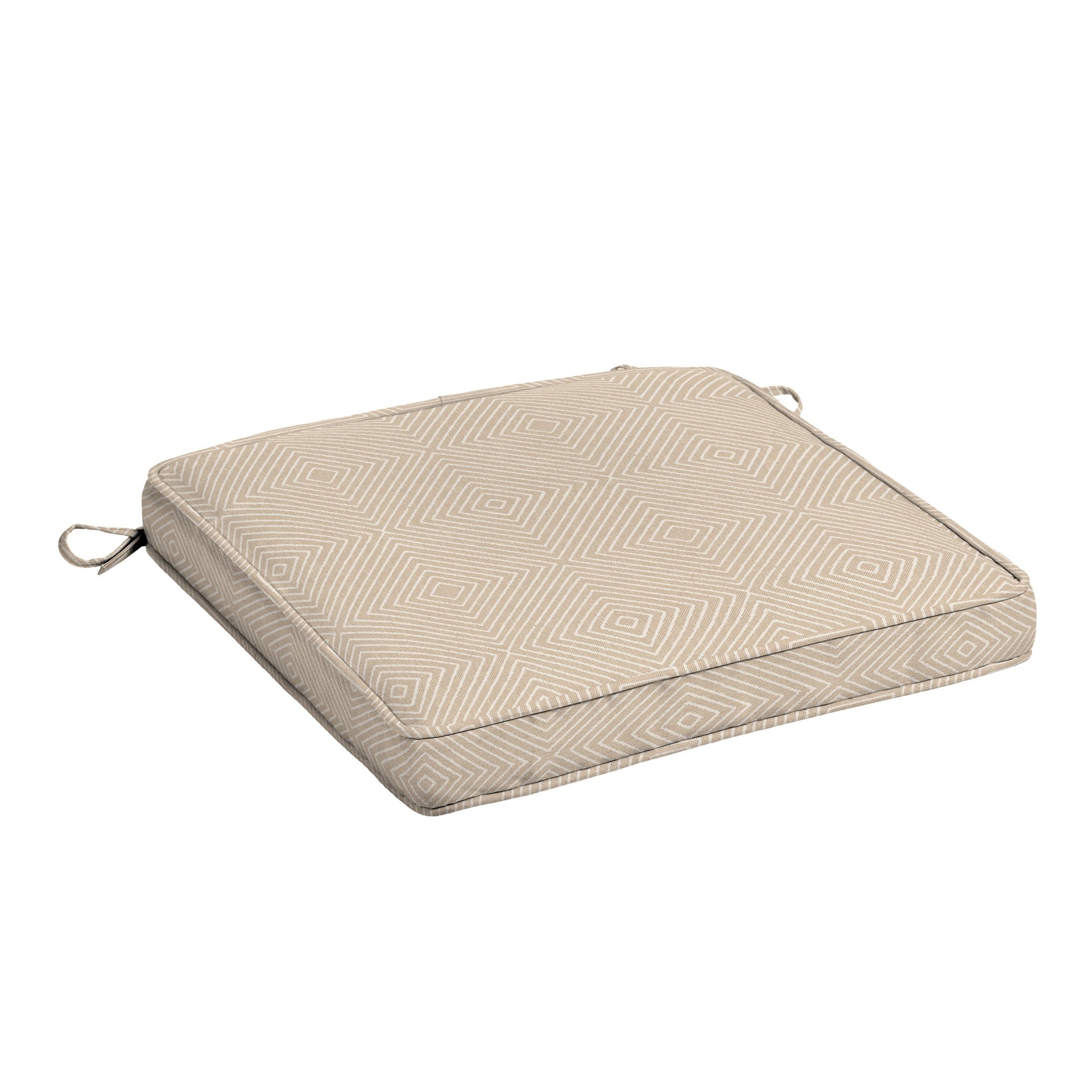 slide 1 of 6, allen + roth with STAINMASTER 20-in x 20-in Wheat Diamond Texture Patio chair cushion, 1 ct