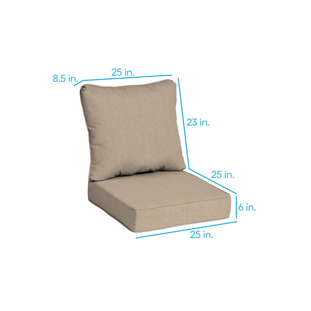 slide 4 of 6, allen + roth with STAINMASTER 25-in x 25-in 2 -Piece Wheat Madera Linen Deep seat patio chair cushion, 1 ct