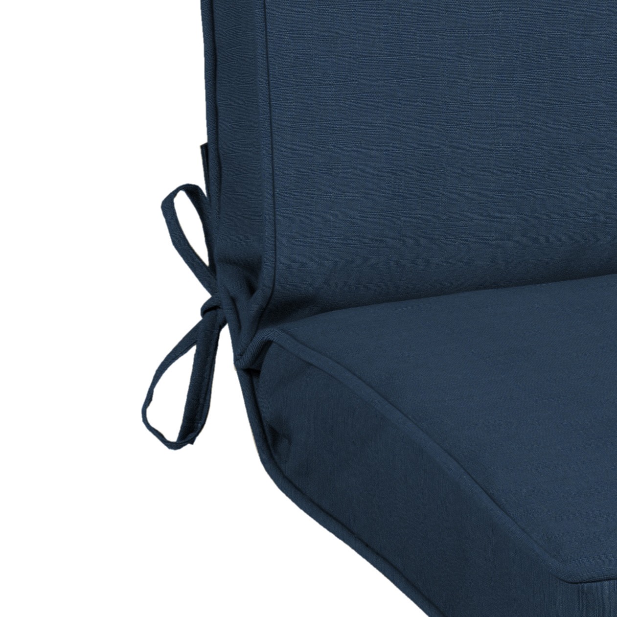 slide 6 of 6, allen + roth with STAINMASTER 20-in x 20-in Navy Madera Linen High back patio chair cushion, 1 ct