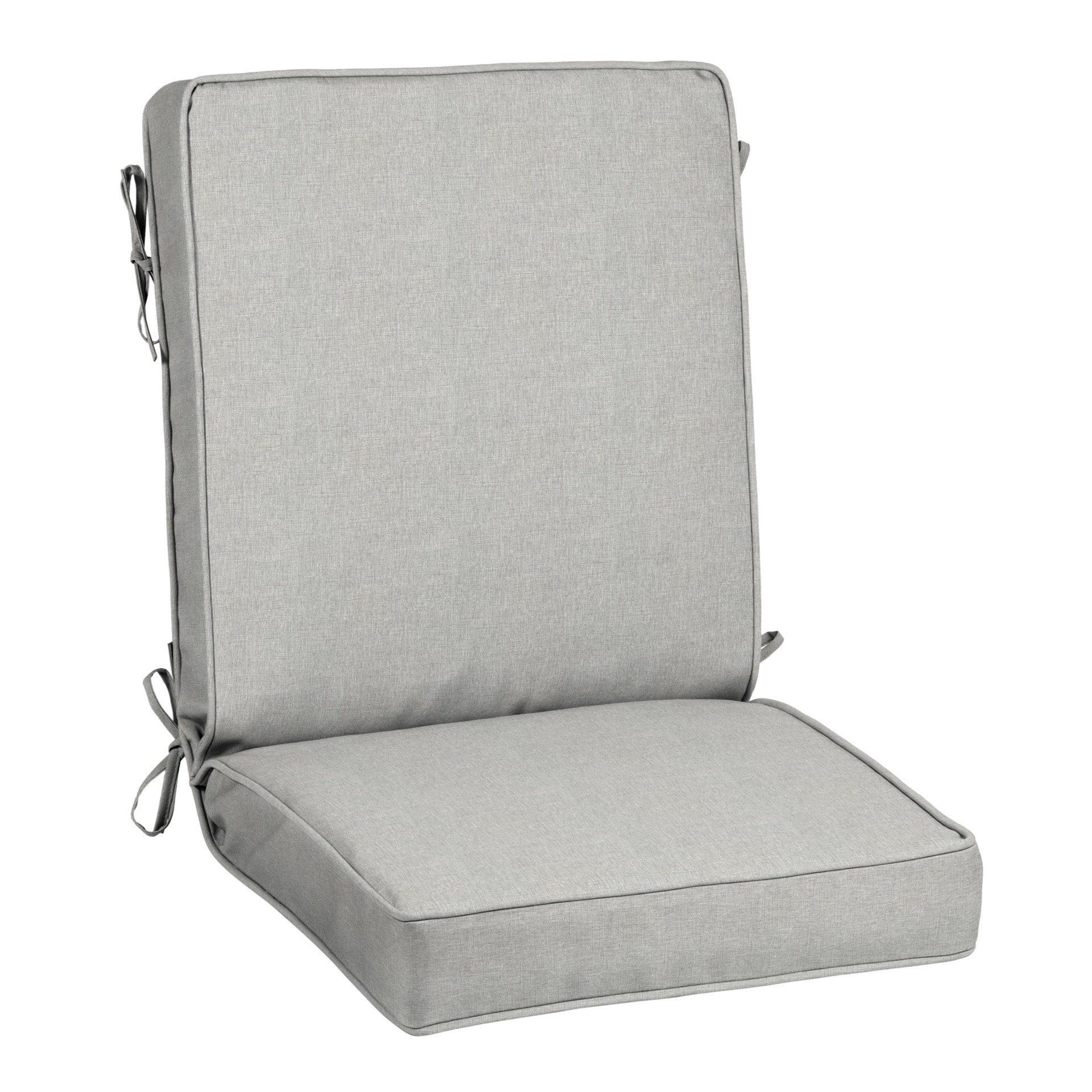 slide 1 of 6, allen + roth with STAINMASTER 20-in x 20-in Grey Madera Linen High back patio chair cushion, 1 ct