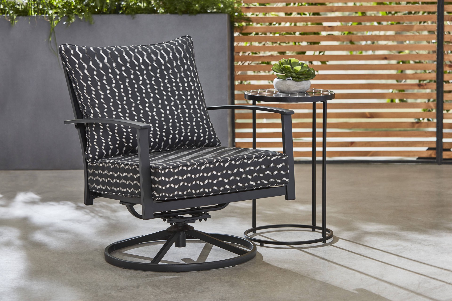 slide 2 of 6, Origin 21 25-in x 25-in 2 -Piece Black Helix Jacquard Deep seat patio chair cushion, 1 ct