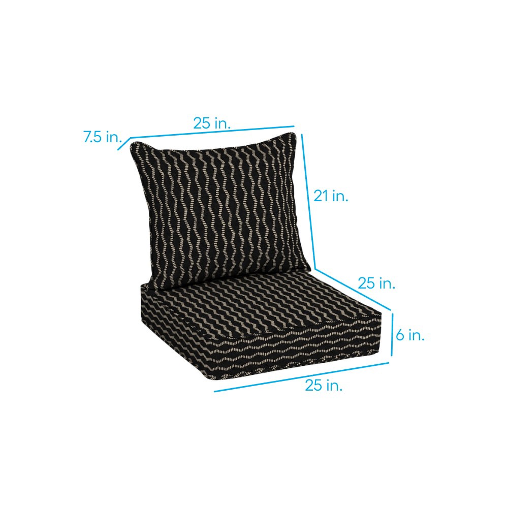 slide 4 of 6, Origin 21 25-in x 25-in 2 -Piece Black Helix Jacquard Deep seat patio chair cushion, 1 ct