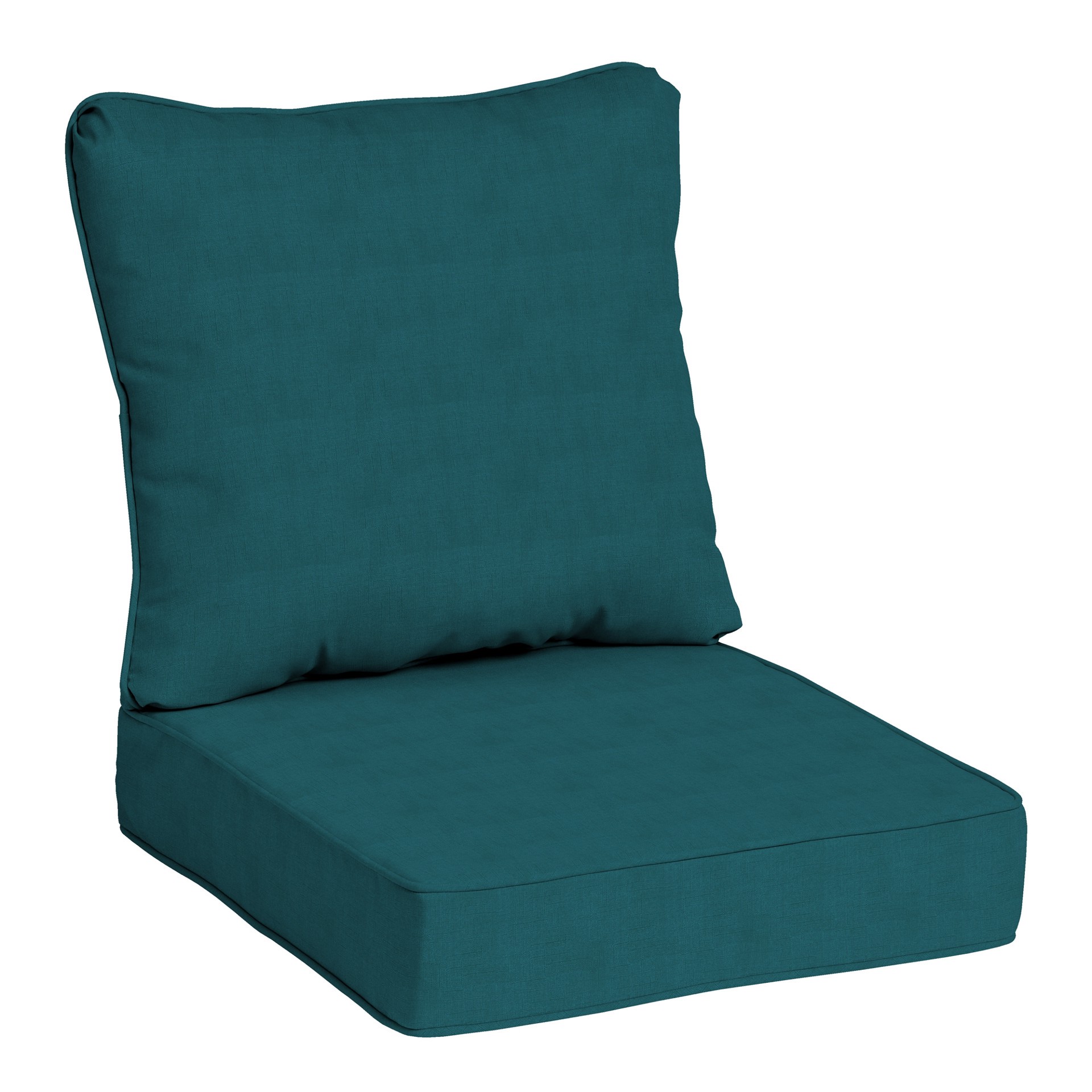 slide 1 of 6, allen + roth with STAINMASTER 25-in x 25-in 2 -Piece Deep Lake Madera Linen Deep seat patio chair cushion, 1 ct