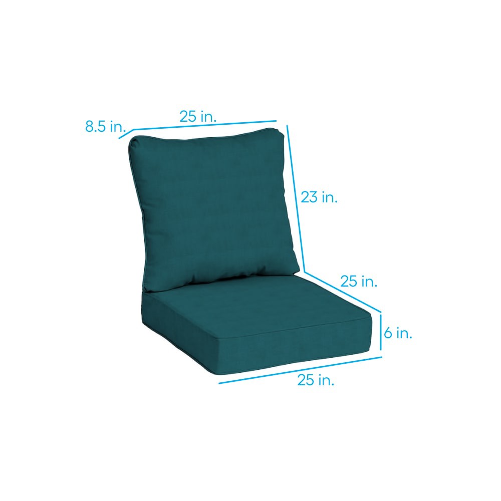 slide 4 of 6, allen + roth with STAINMASTER 25-in x 25-in 2 -Piece Deep Lake Madera Linen Deep seat patio chair cushion, 1 ct