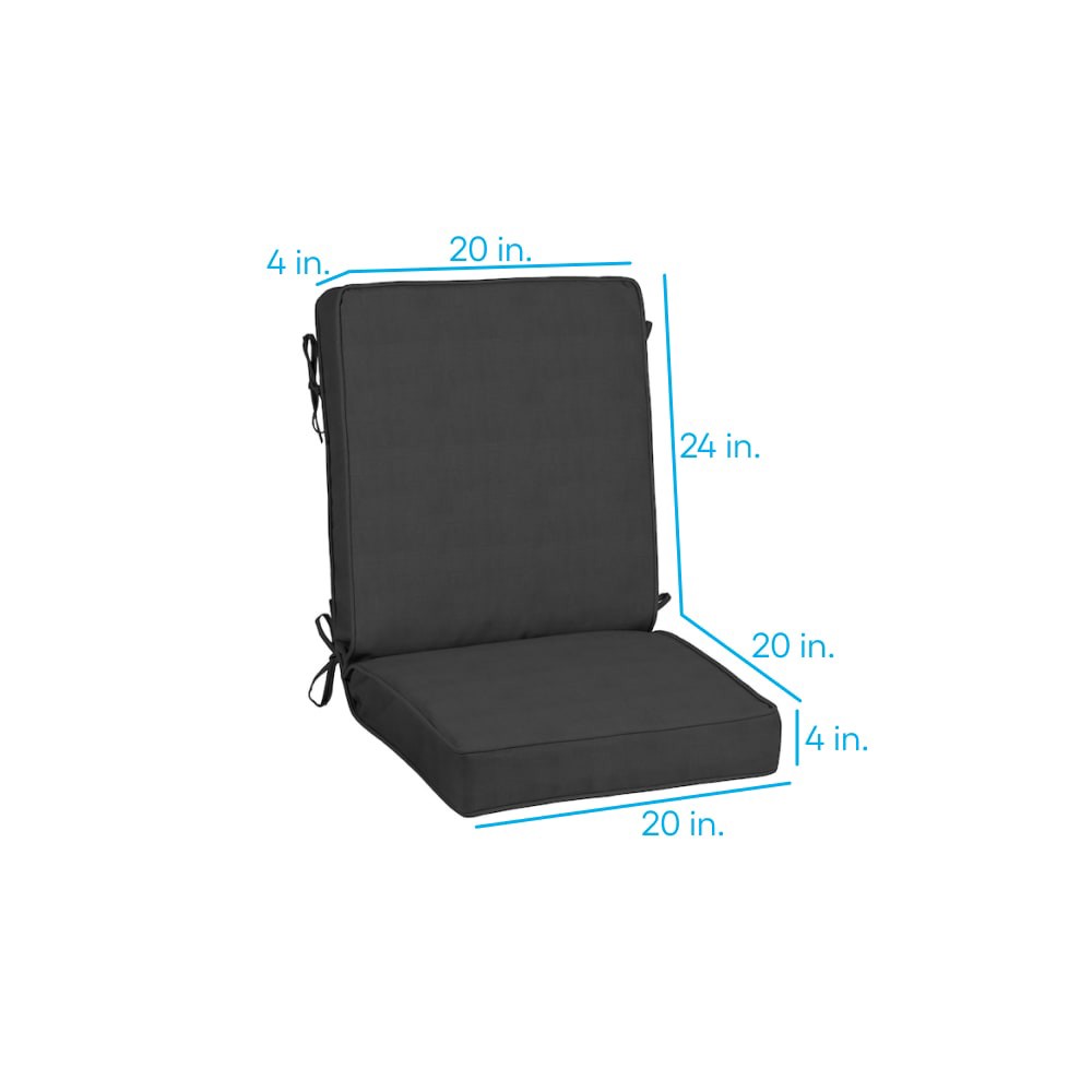 slide 4 of 6, allen + roth with STAINMASTER 20-in x 20-in Black Madera Linen High back patio chair cushion, 1 ct
