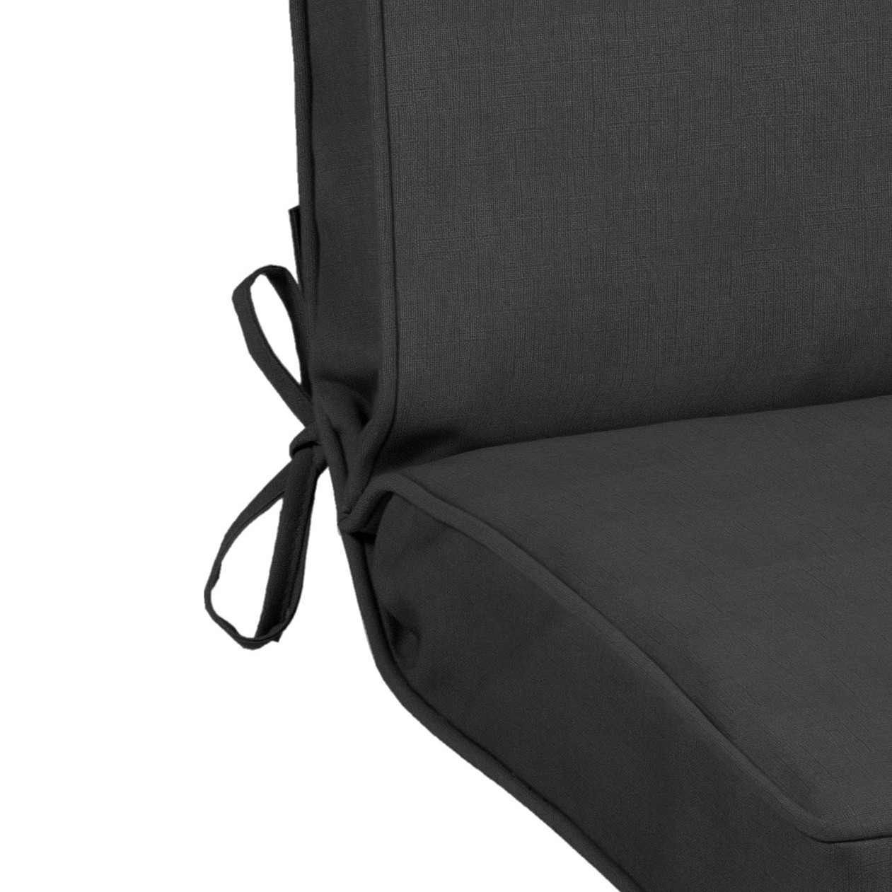 slide 6 of 6, allen + roth with STAINMASTER 20-in x 20-in Black Madera Linen High back patio chair cushion, 1 ct