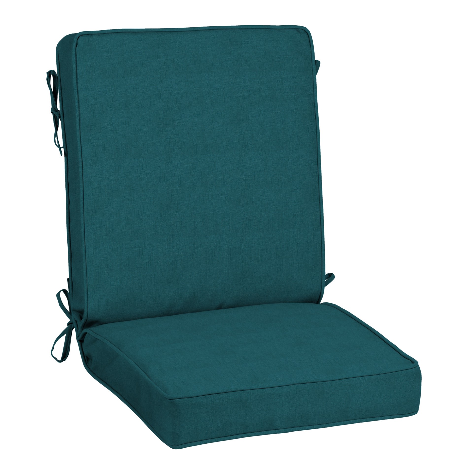 slide 1 of 6, allen + roth with STAINMASTER 20-in x 20-in Deep Lake Madera Linen High back patio chair cushion, 1 ct