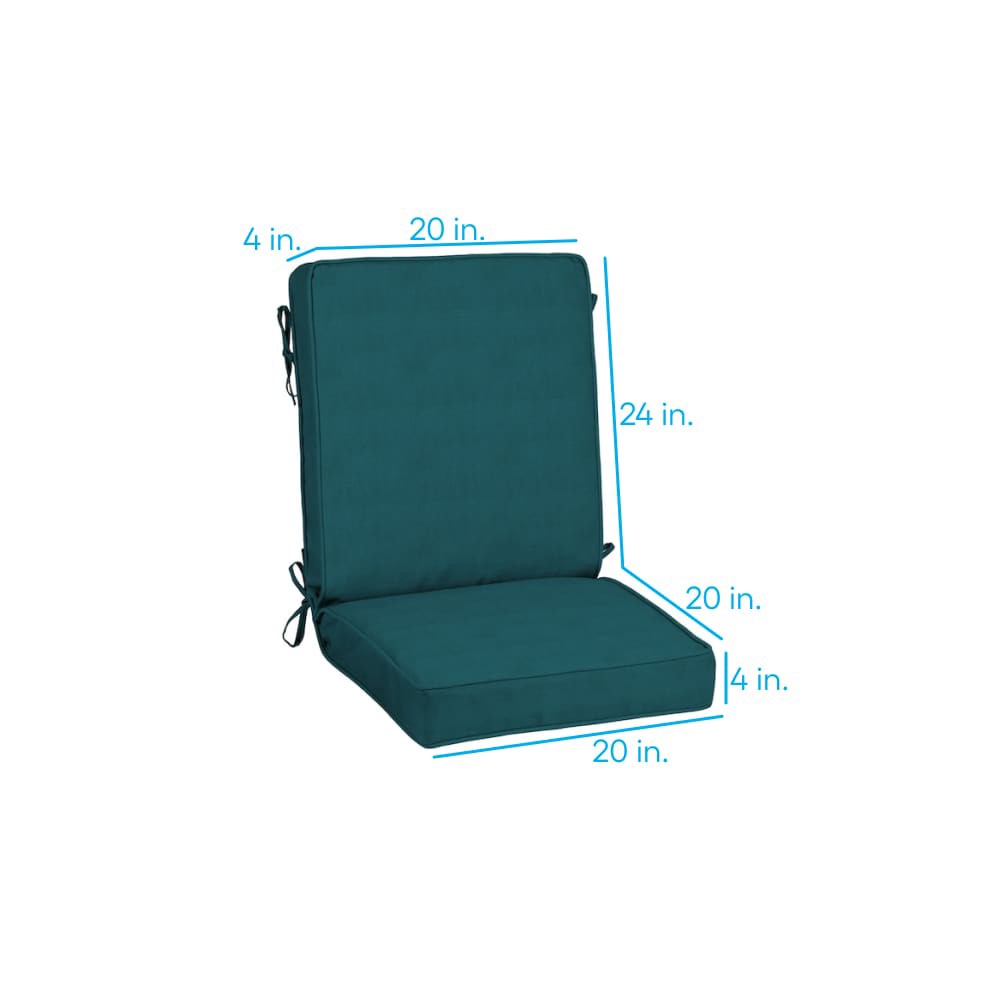slide 4 of 6, allen + roth with STAINMASTER 20-in x 20-in Deep Lake Madera Linen High back patio chair cushion, 1 ct