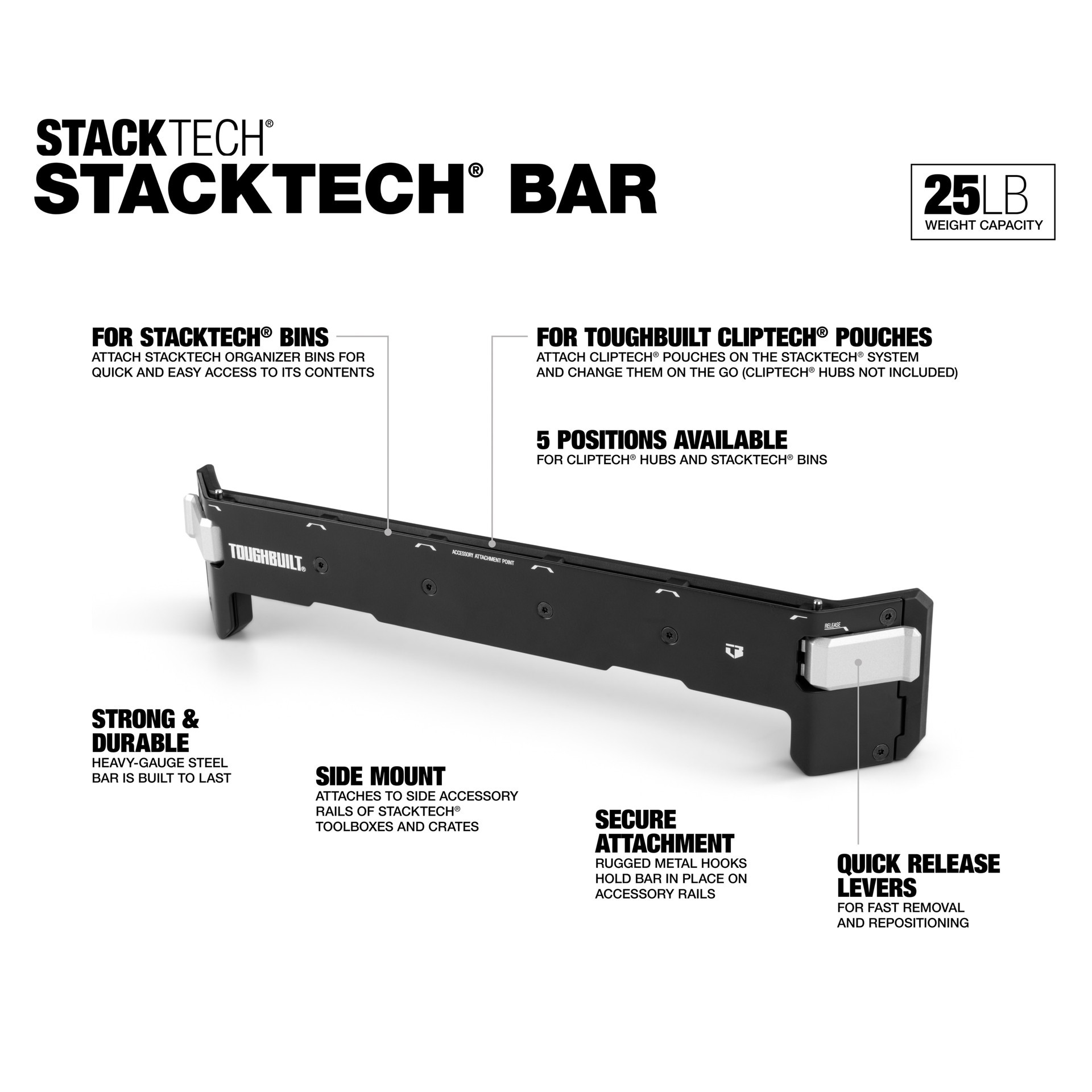 slide 2 of 6, TOUGHBUILT STACKTECH Steel Tool holder (1) ClipTech Compatible Bar, 1 ct