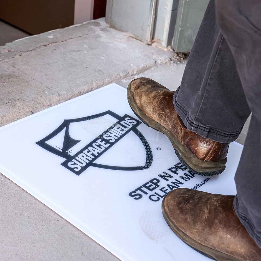 slide 2 of 6, Surface Shields 19-in x 31-in Clear Plastic Non-Slip Grip Indoor or outdoor Door Mat, 1 ct