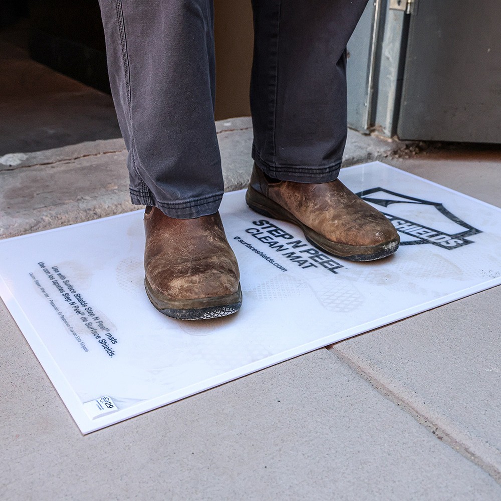 slide 3 of 6, Surface Shields 19-in x 31-in Clear Plastic Non-Slip Grip Indoor or outdoor Door Mat, 1 ct