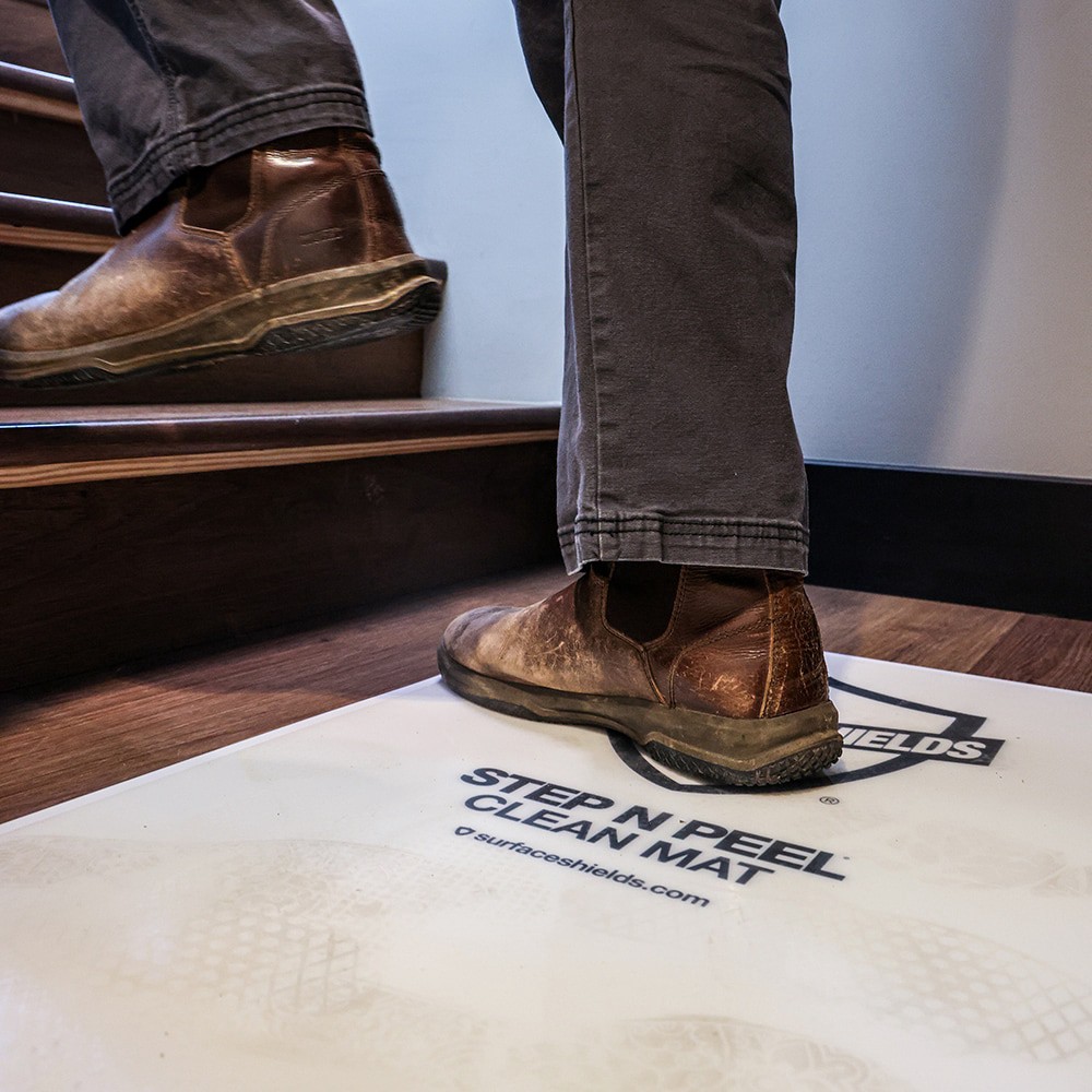 slide 4 of 6, Surface Shields 19-in x 31-in Clear Plastic Non-Slip Grip Indoor or outdoor Door Mat, 1 ct