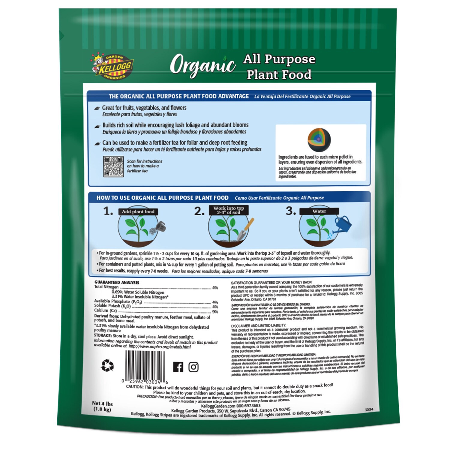 slide 2 of 6, Kellogg Organic Plus 4-lb 4-4-4 Water-soluble All-purpose Food, 1 ct