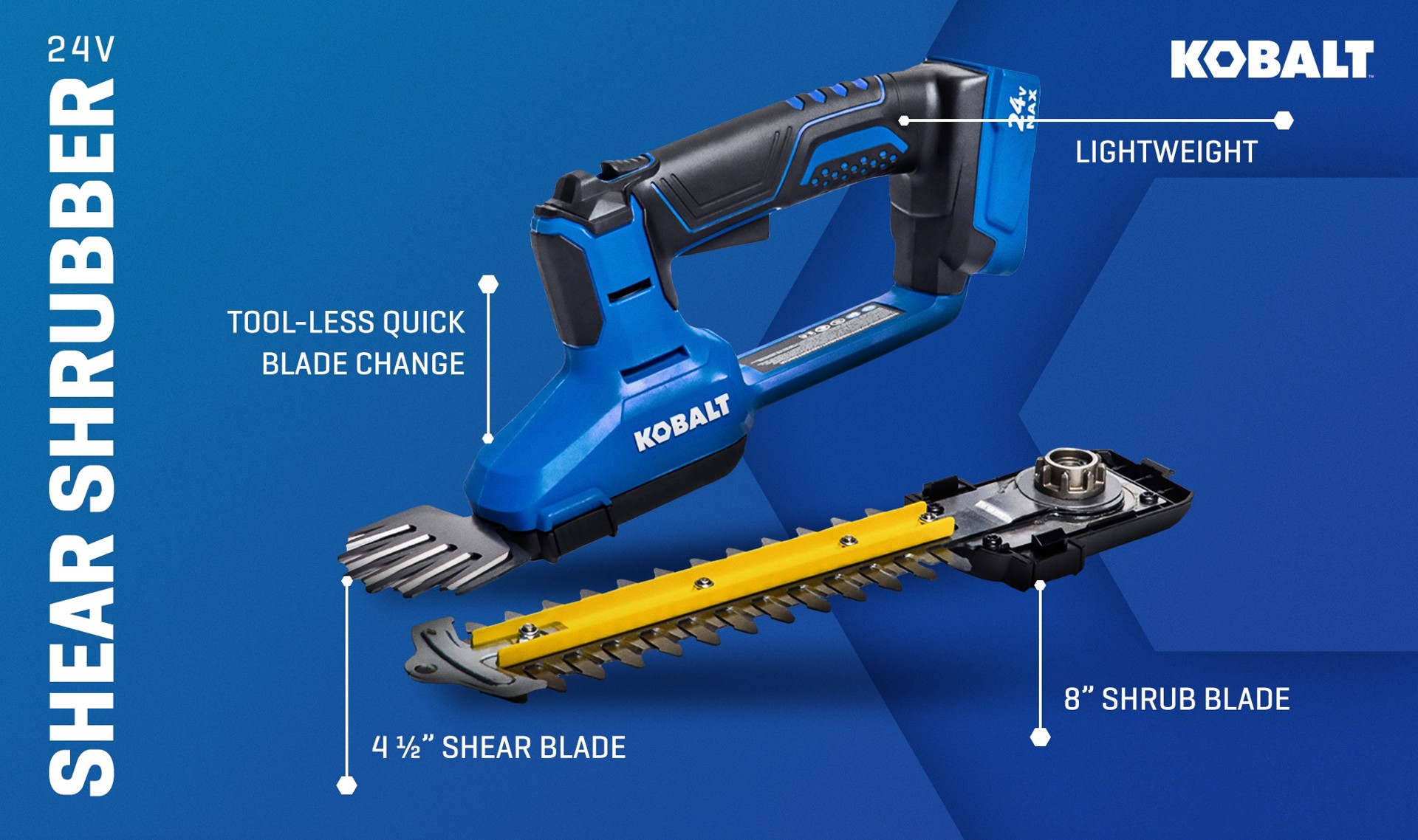 slide 2 of 5, Kobalt 24-volt 8-in Battery Hedge Trimmer 2 Ah Battery Included , Charger Included, 1 ct
