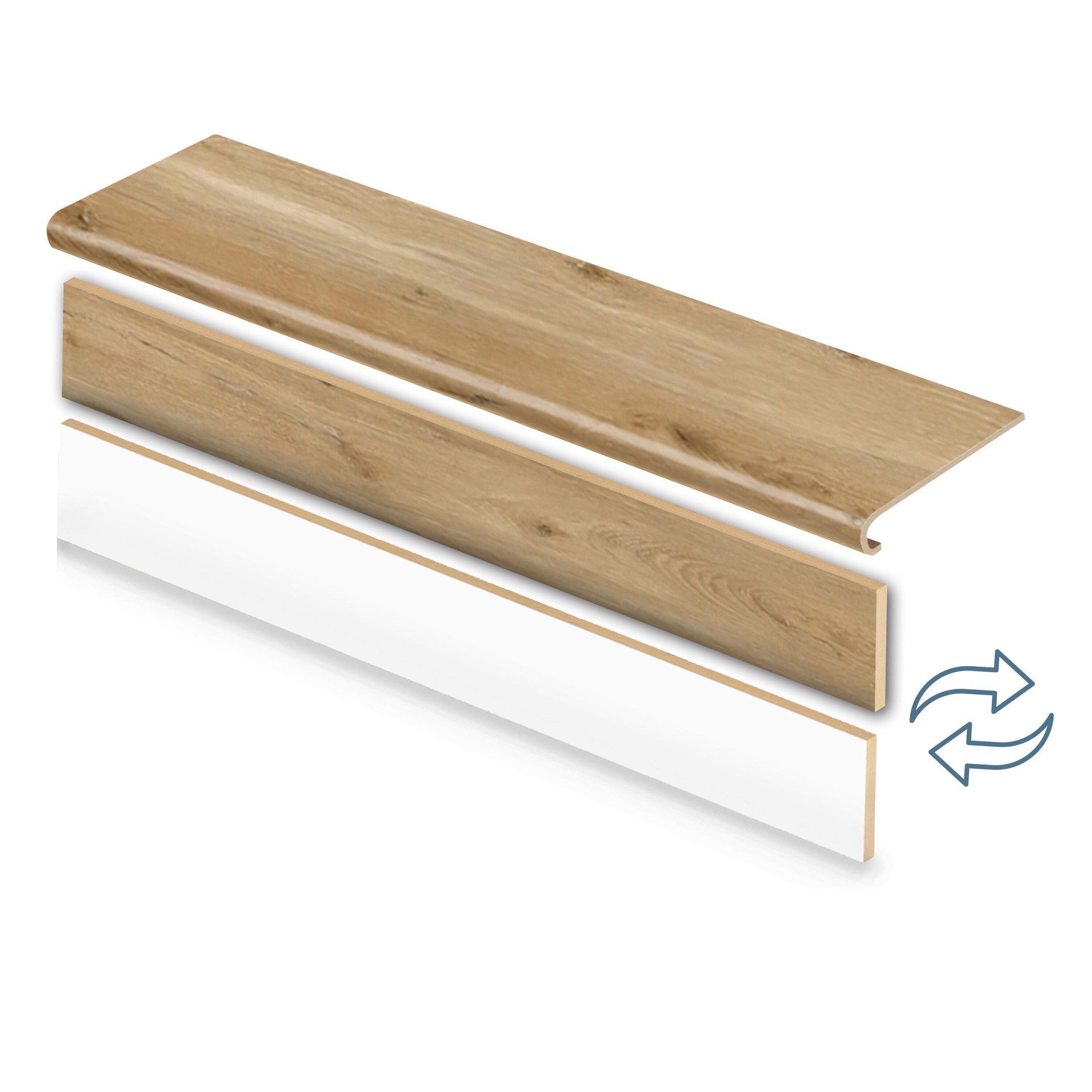 slide 1 of 6, Zamma Cap A Tread Stair Renewal System 47-in x 12.125-in x 1.687-in Natural Hickory Type 1 Kit with Reversible Riser Laminate No return Bullnose Stair Tread, 1 ct