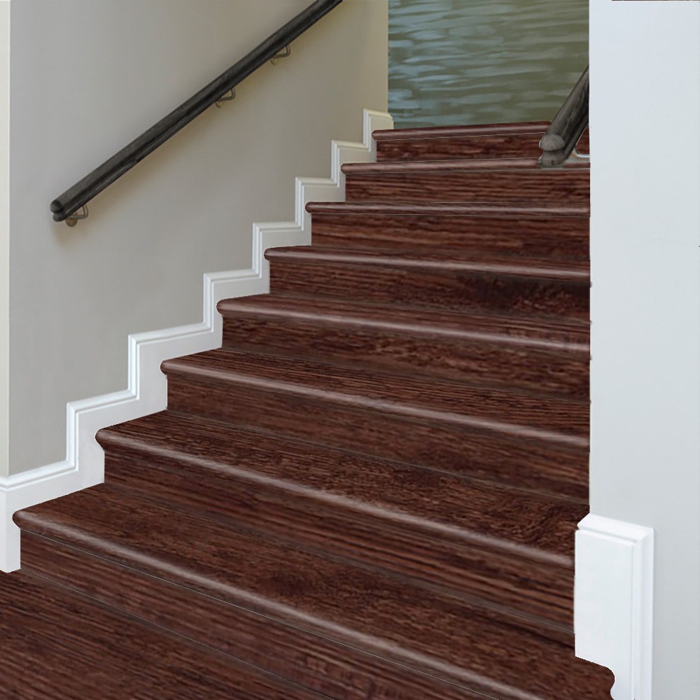 slide 4 of 6, Zamma Cap A Tread Stair Renewal System 47-in x 12.125-in x 1.687-in Chestnut Oak Type 1 Kit with Reversible Riser Laminate No return Bullnose Stair Tread, 1 ct