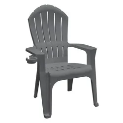 Adams PATIO Big Easy Stackable Charcoal Resin Frame Stationary Adirondack Chair with Slat Seat