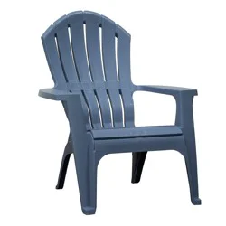Adams PATIO RealComfort Stackable Bluestone Resin Frame Stationary Adirondack Chair with Slat Seat