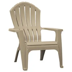 Adams PATIO Stackable Taupe Resin Frame Stationary Adirondack Chair with Slat Seat