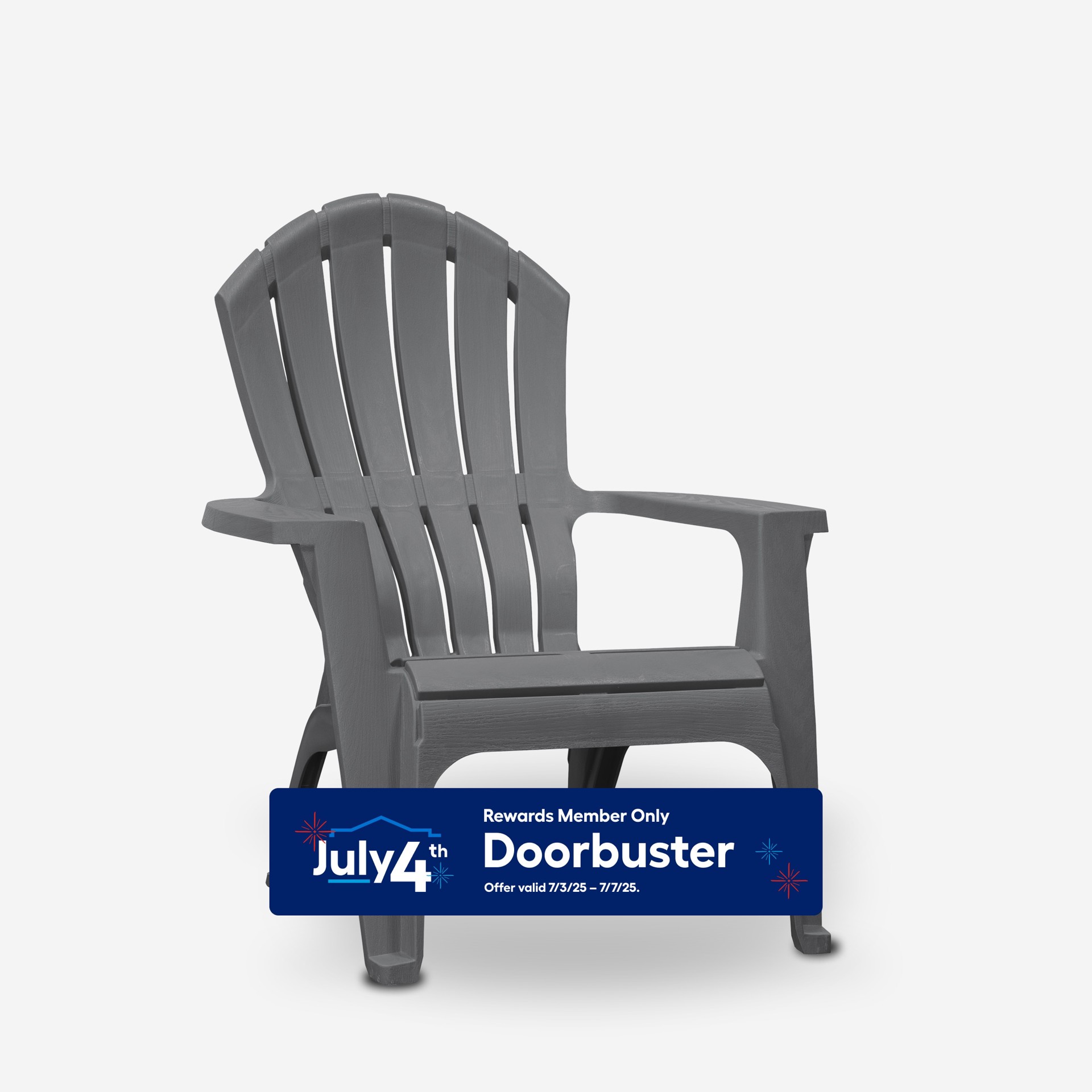 slide 1 of 6, Adams PATIO Stackable Charcoal Resin Frame Stationary Adirondack Chair with Slat Seat, 1 ct