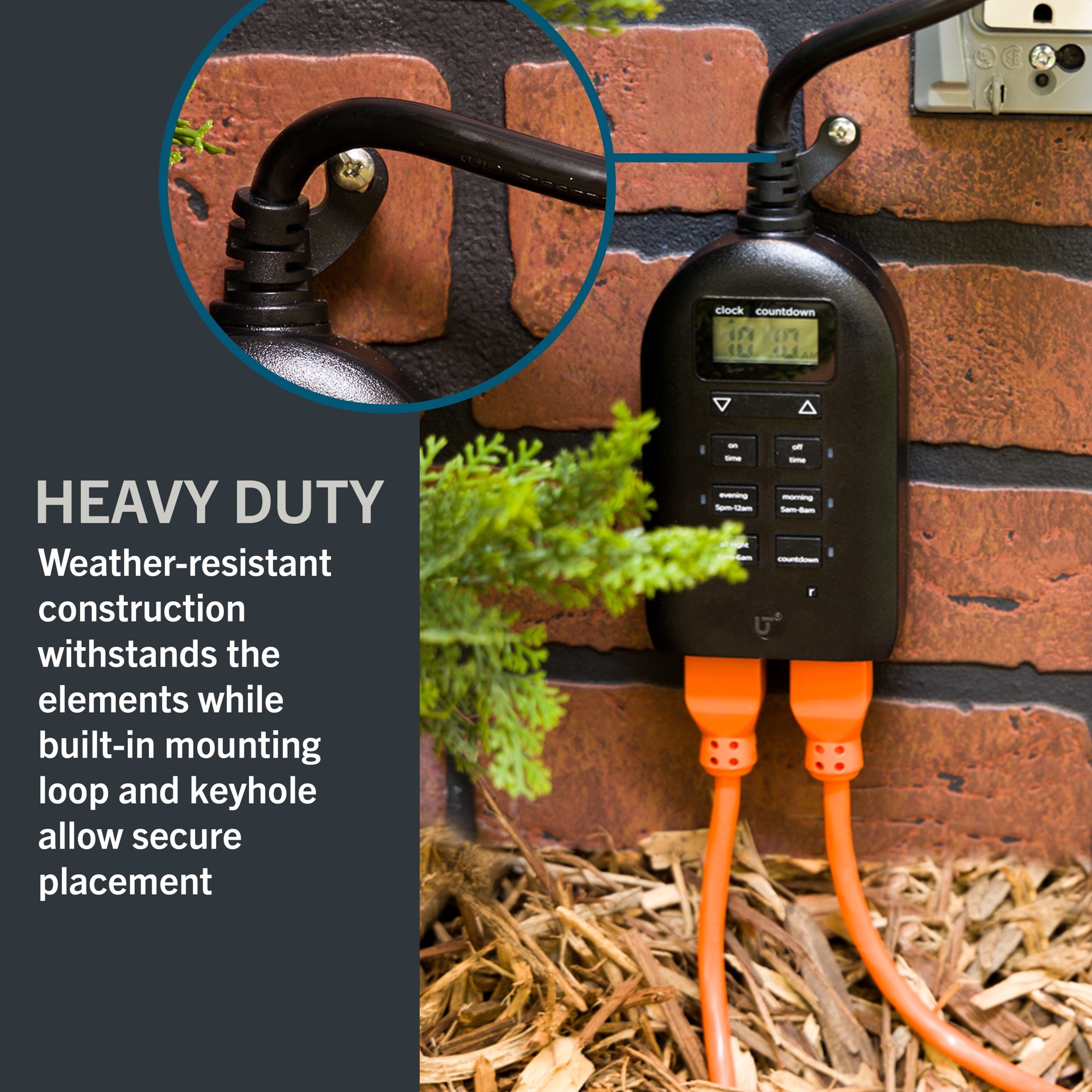 slide 5 of 6, Utilitech 15 -Amps 120-volt Outdoor 2 -Outlet Programmable Countdown Digital Lighting Timer, 1 ct