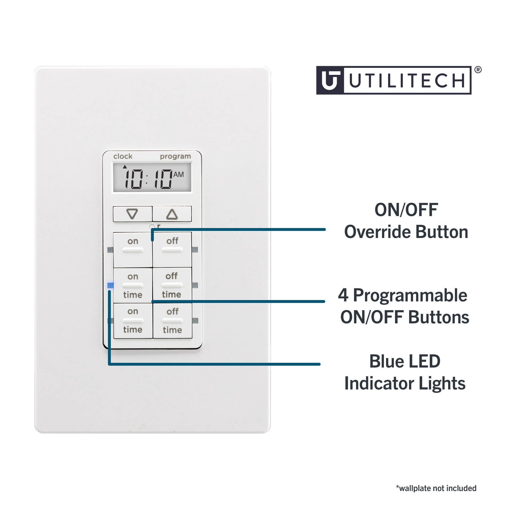 slide 3 of 6, Utilitech 15 -Amps 120-volt Indoor Programmable Digital Lighting Timer, 1 ct