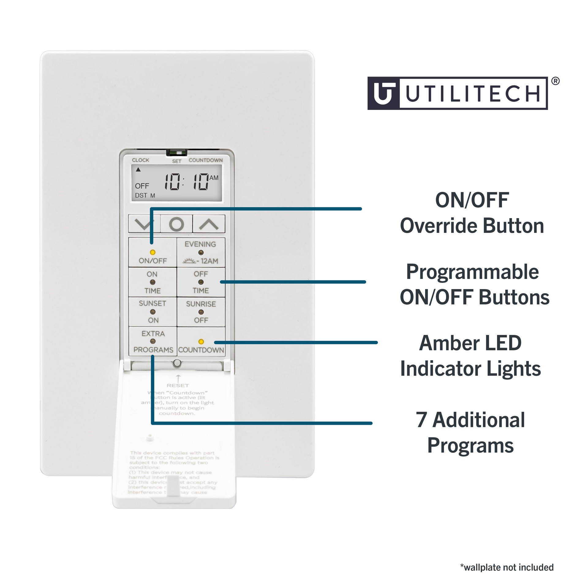 slide 3 of 6, Utilitech 15 -Amps 120-volt Indoor Programmable Countdown Digital Lighting Timer, 1 ct