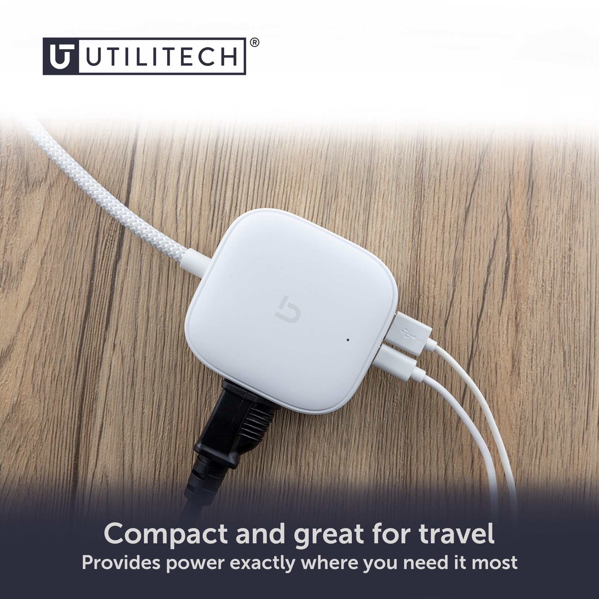 slide 4 of 6, Utilitech 1-1/4-ft 5 -Outlet 2 -USB Ports Indoor White Power Strip, 1 ct