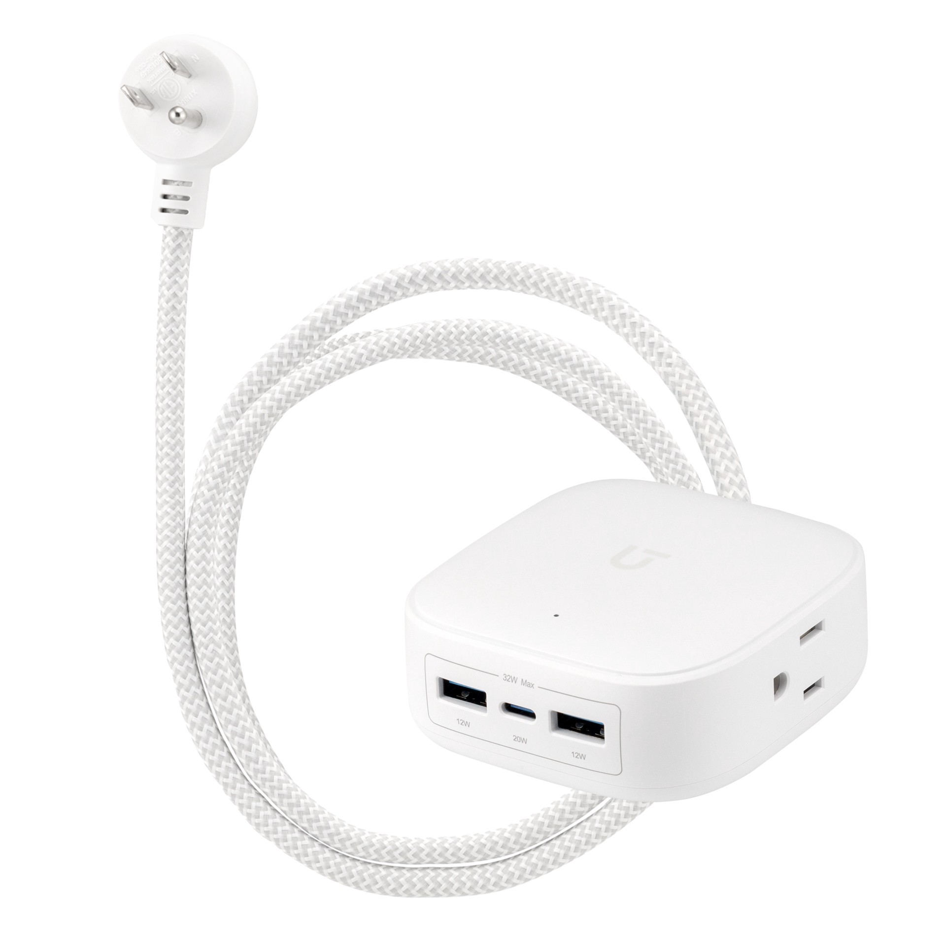 slide 1 of 6, Utilitech 1-1/4-ft 5 -Outlet 2 -USB Ports Indoor White Power Strip, 1 ct