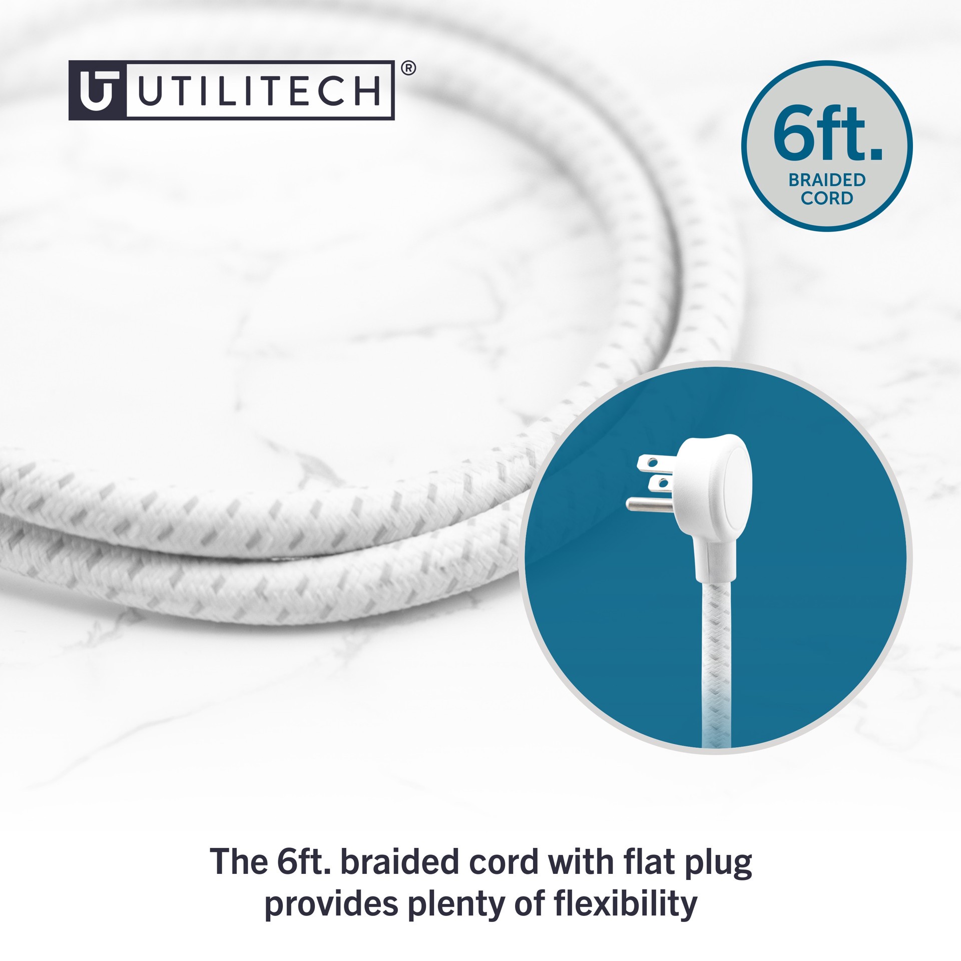 slide 5 of 6, Utilitech 6-ft Surge Protector 3 -Outlet 250 Joules 1875 -Watts White Indoor Wall tap Surge Protector, 1 ct