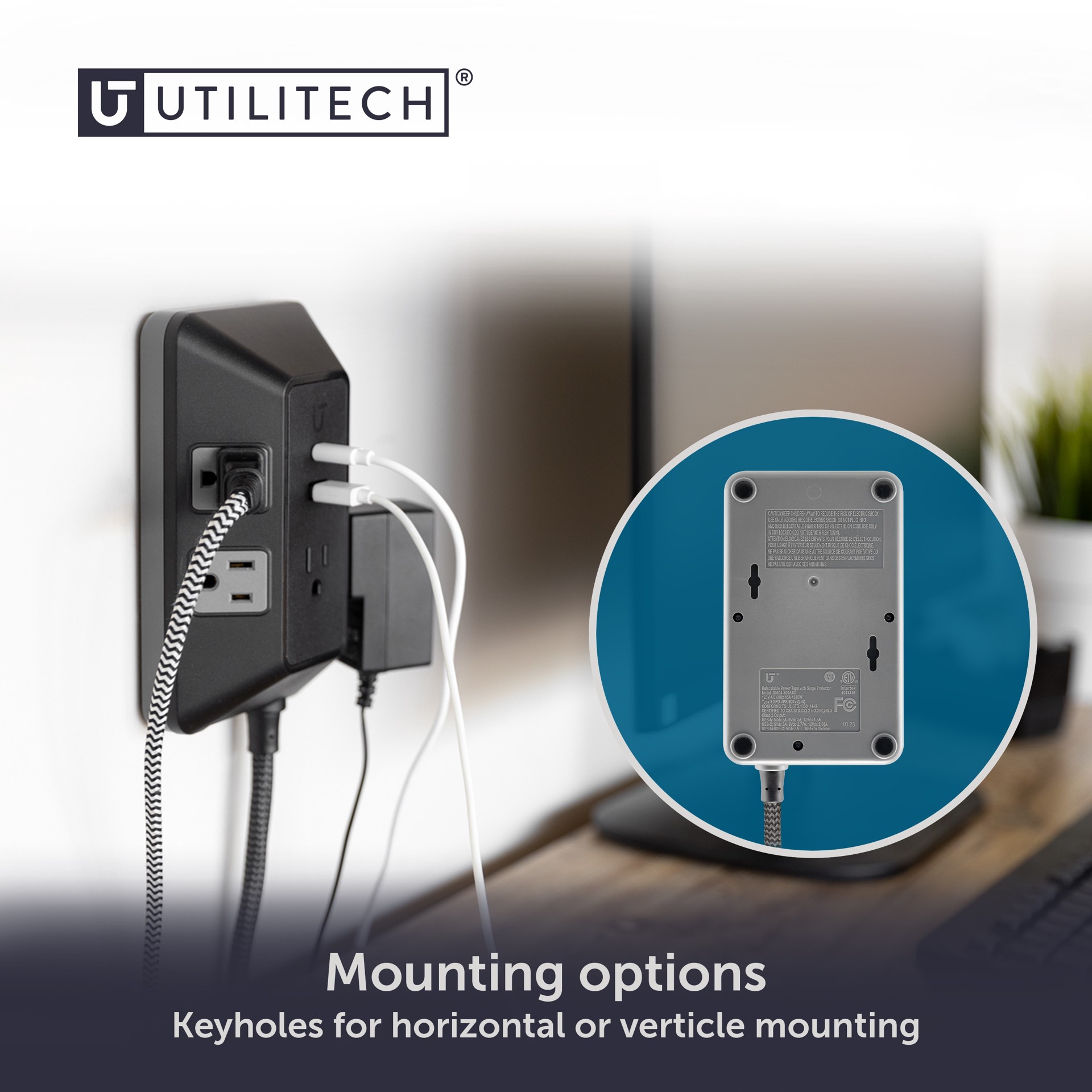 slide 4 of 6, Utilitech 6-ft Surge Protector 5 -Outlet 560 Joules 1800 -Watts Black Indoor Various receptacles Surge Protector, 1 ct